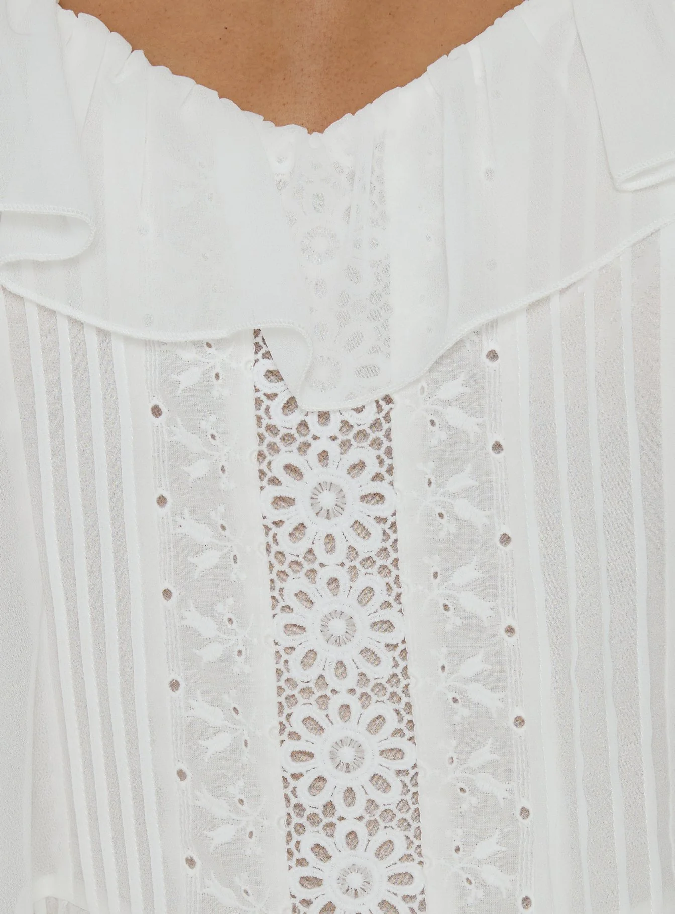 Somnielle Frill Lace Detail Top White - Image 6