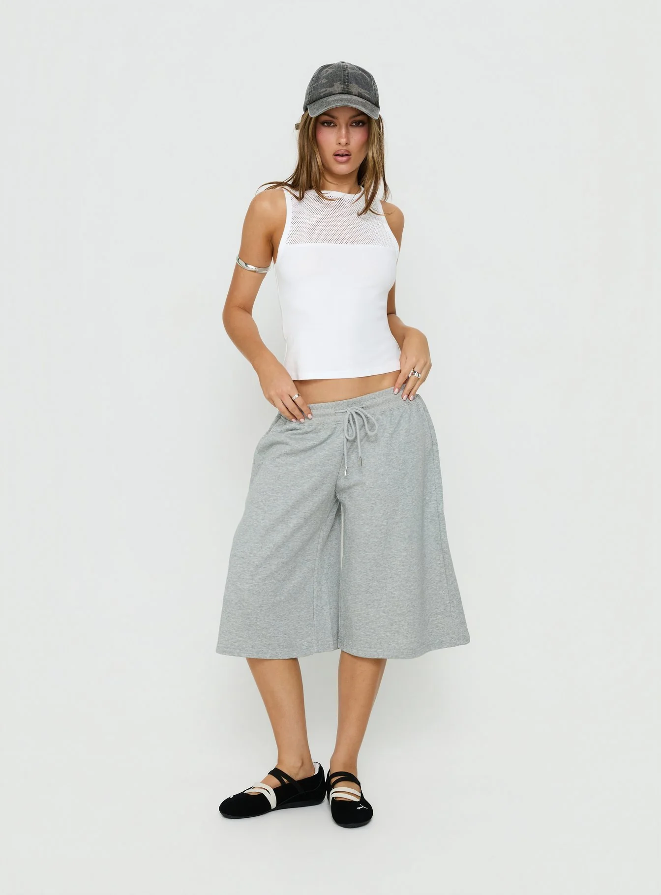 Sondra Boatneck Sheer Panel Tank Top White - Image 3