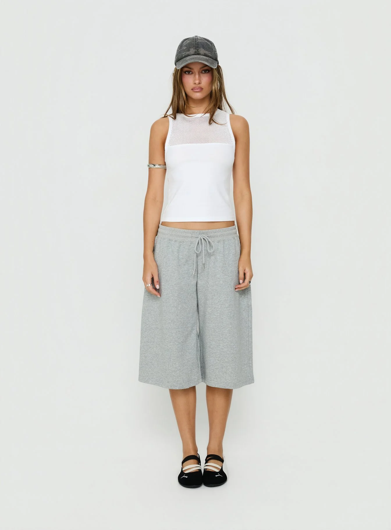 Sondra Boatneck Sheer Panel Tank Top White - Image 7