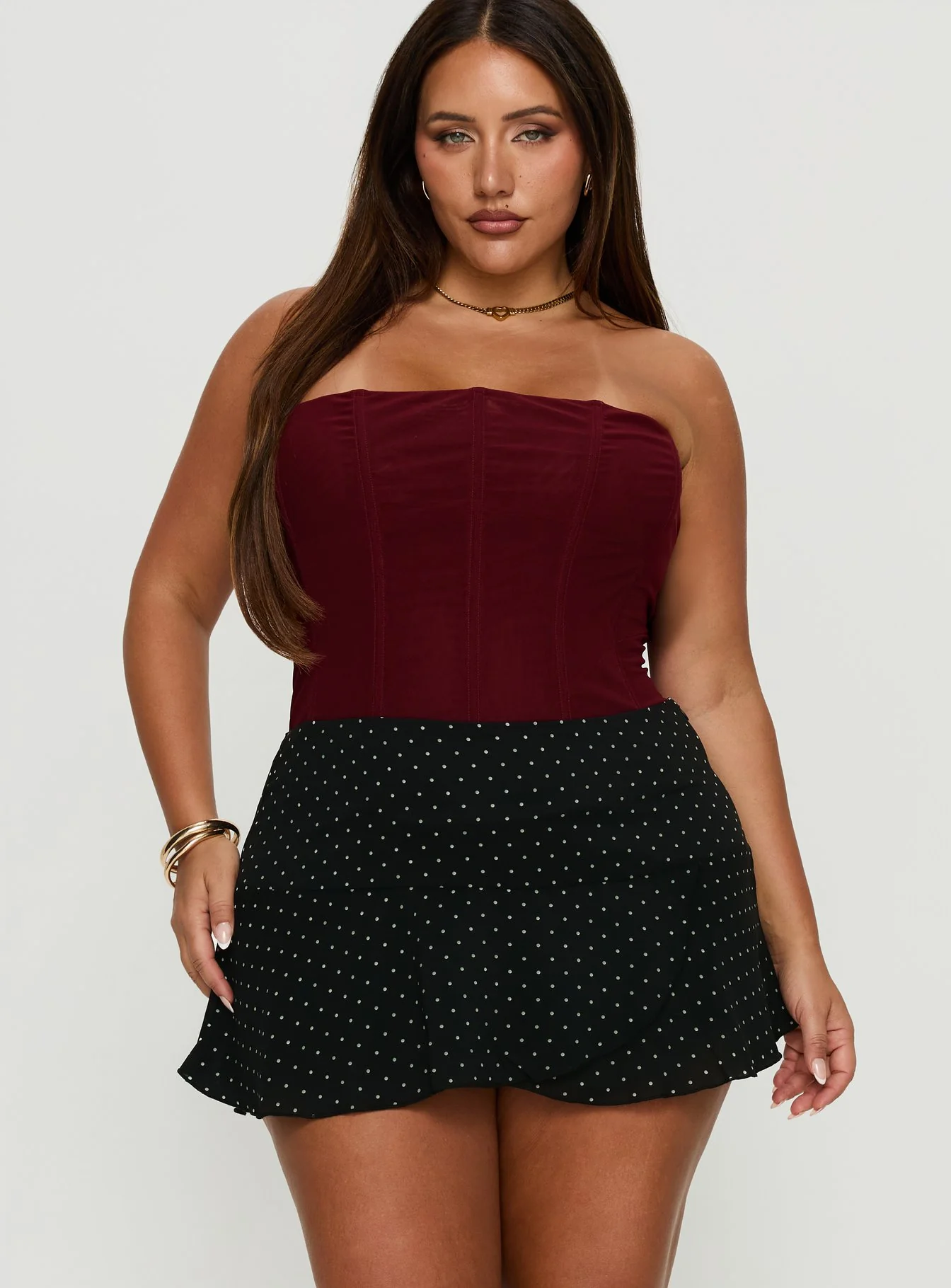 Sonsie Mini Skirt Black / White Polka Curve - Image 2