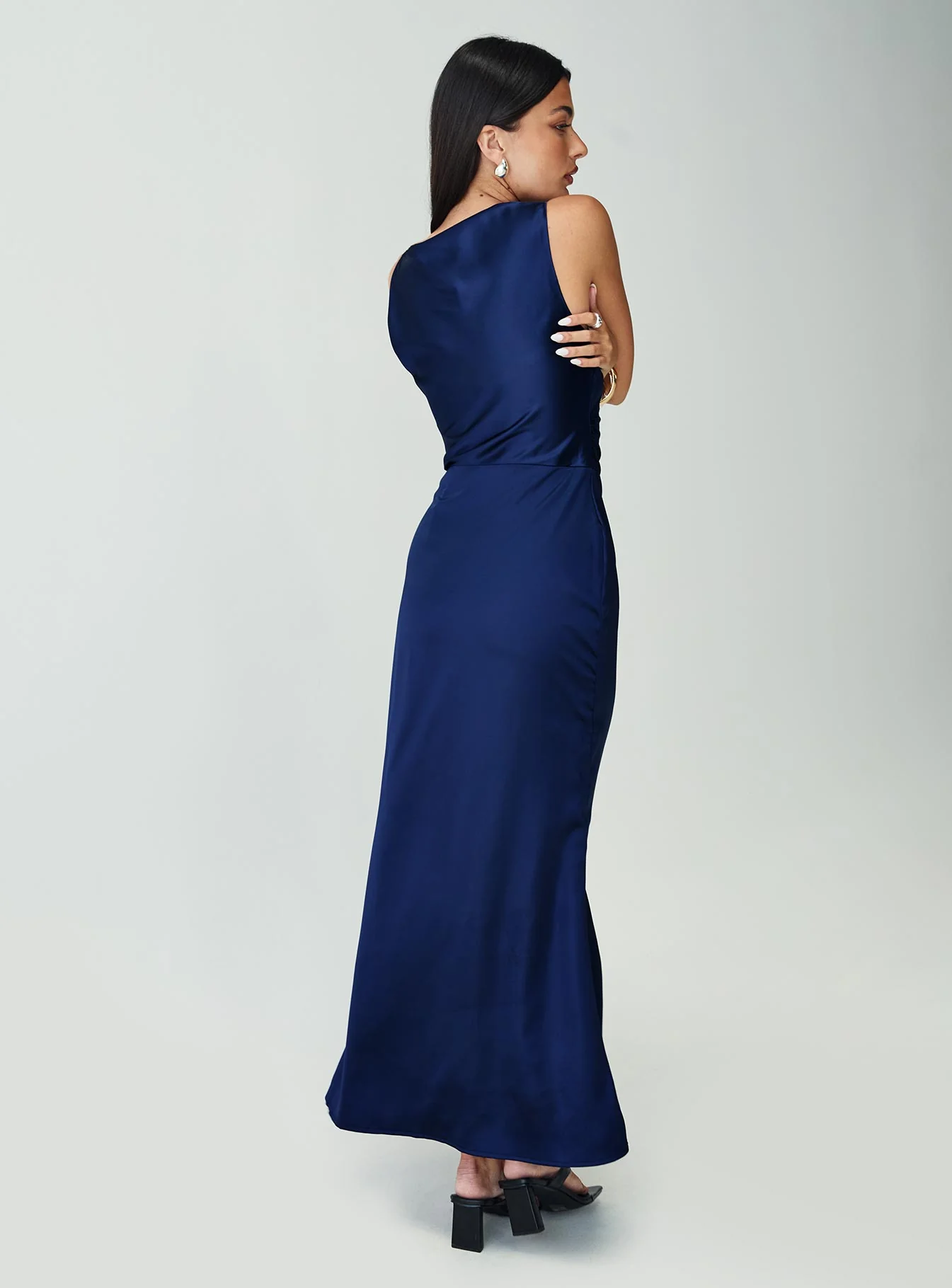 Soprano Plunge Maxi Dress Navy - Image 4