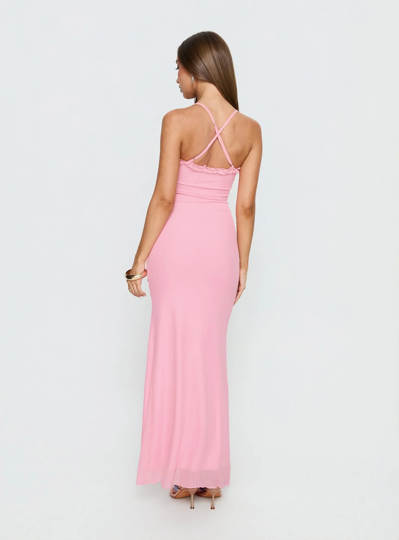 Soulina Ruched Maxi Dress Pink - Image 4