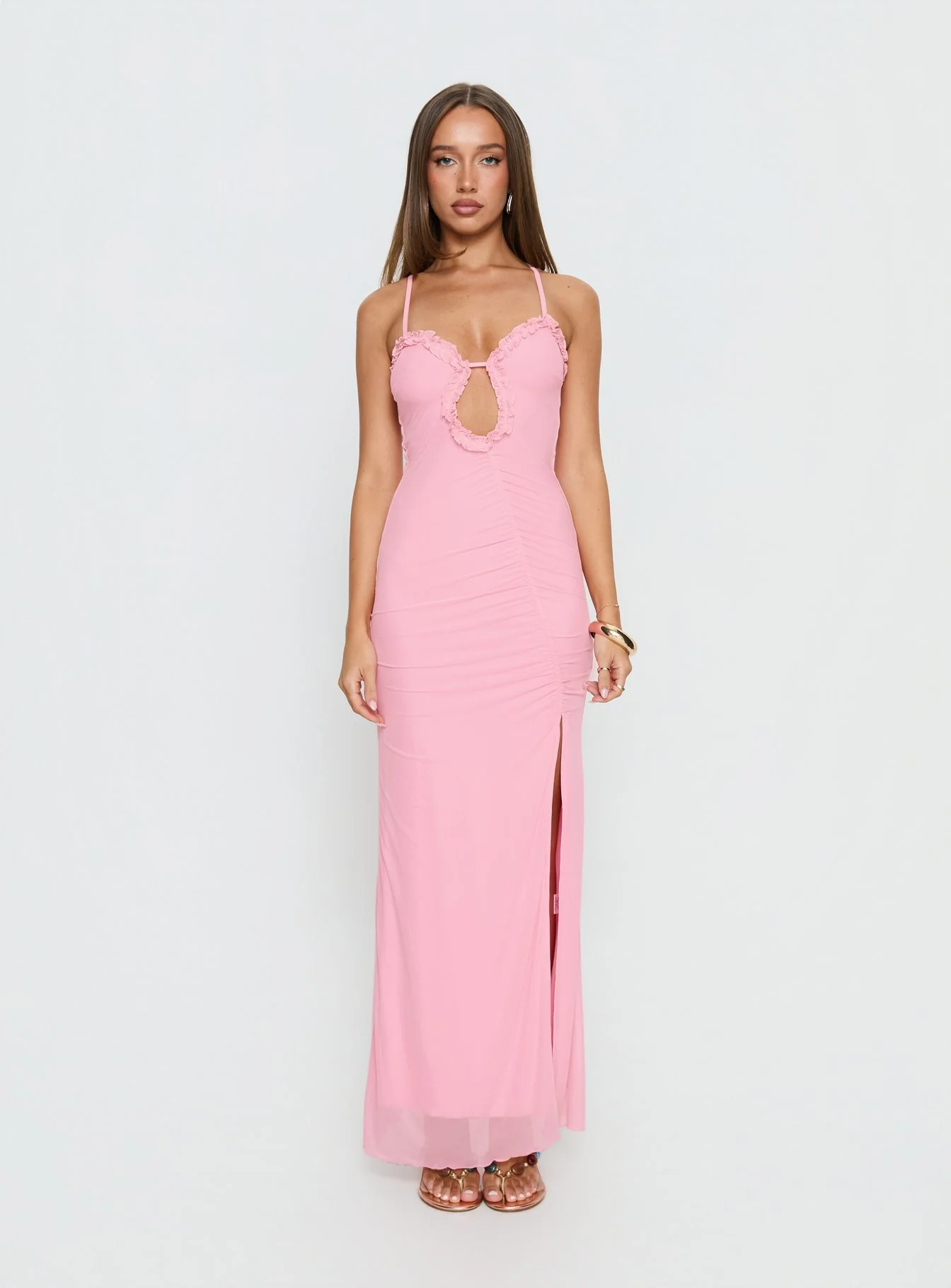 Soulina Ruched Maxi Dress Pink - Image 9