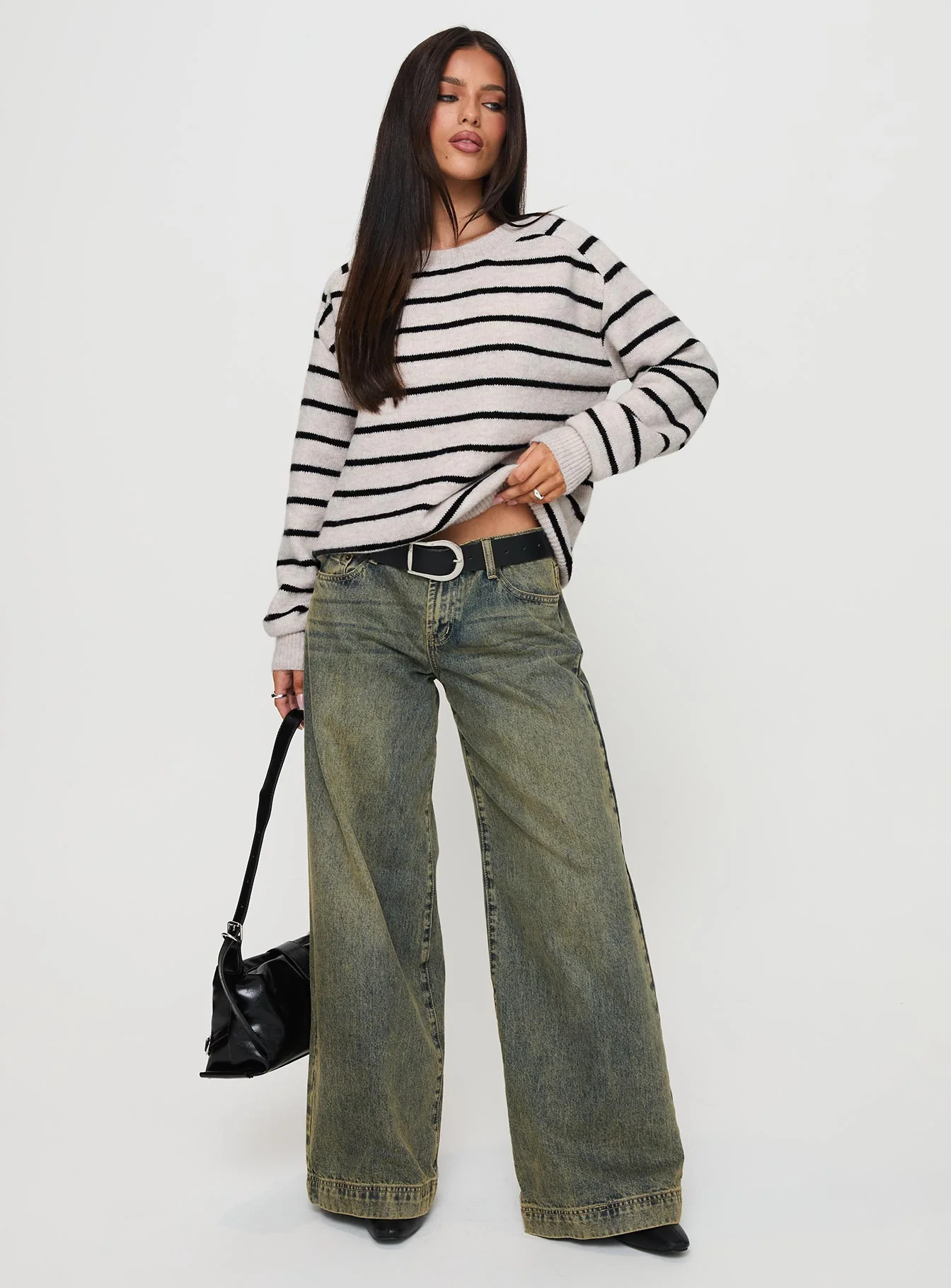 Souvenirs Knit Sweater Grey Stripe - Image 3