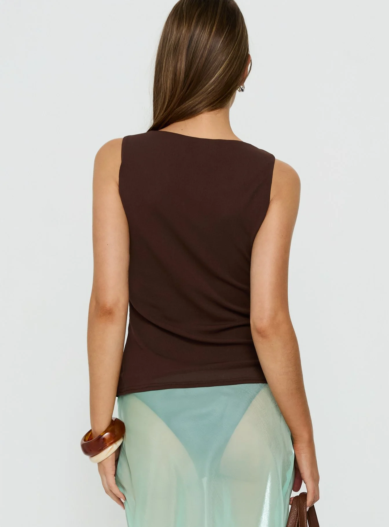 Spend The Night Embroidered Tank Top Chocolate Brown - Image 5