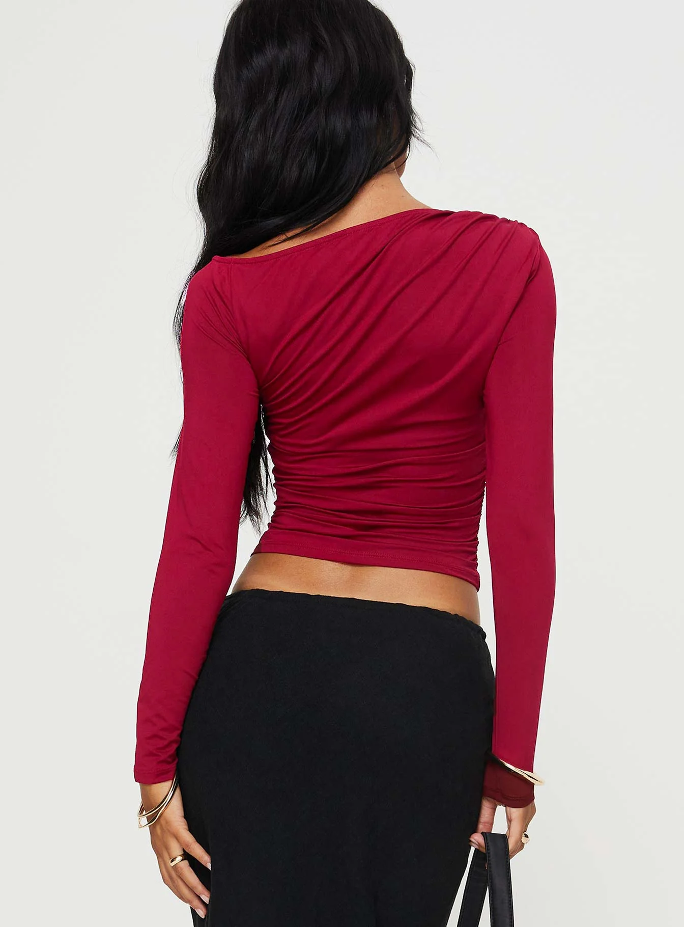 Spiller Off The Shoulder Top Burgundy - Image 5