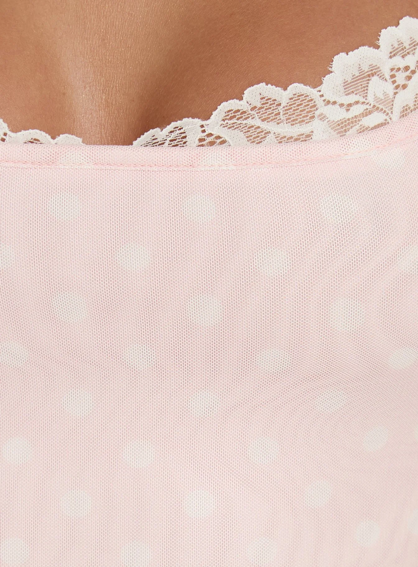 Spring To Summer Lace Trim Cami Top Pink Polka Dot - Image 6