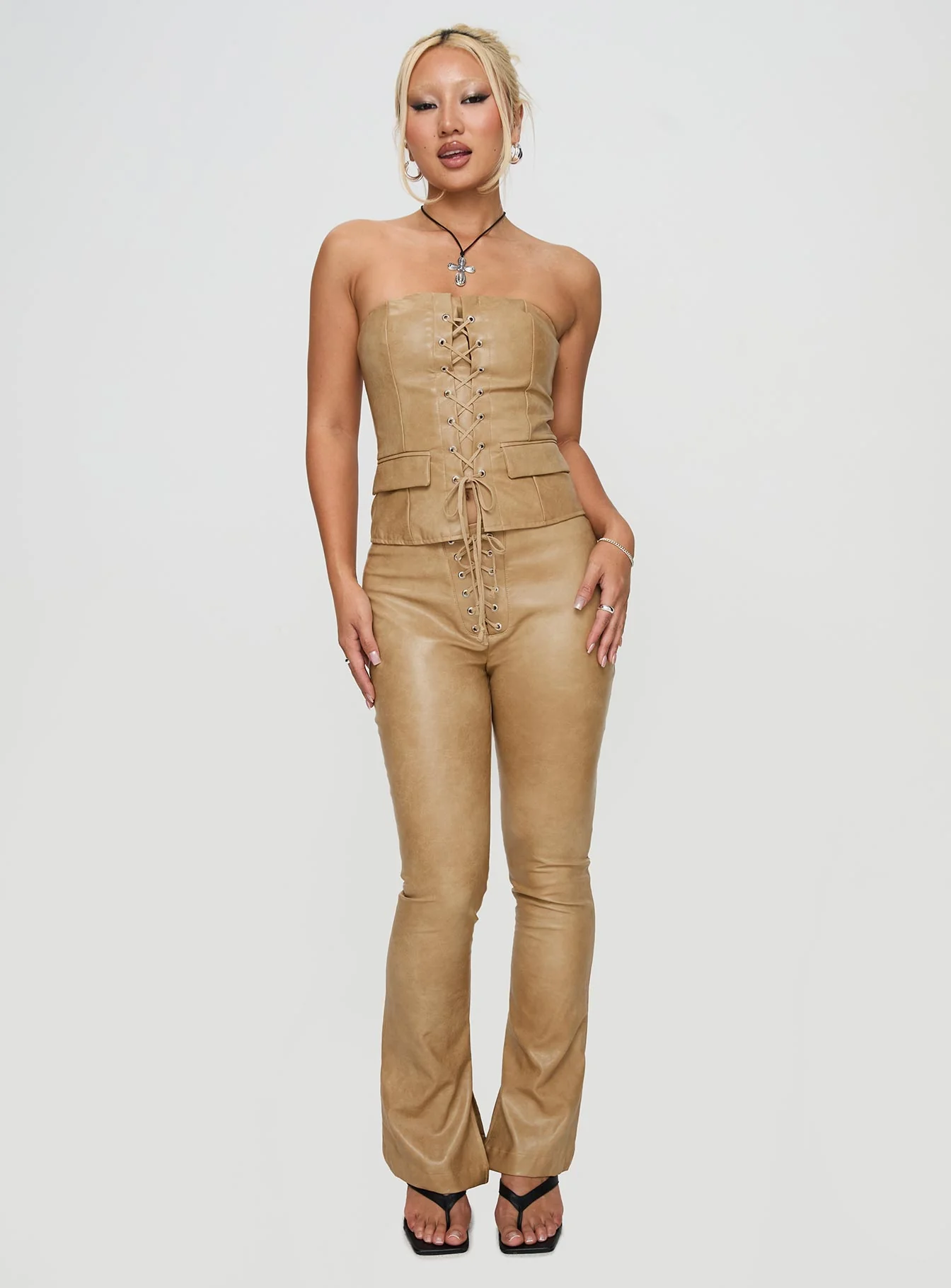 Roddie Lace Up Pants Brown - Image 4