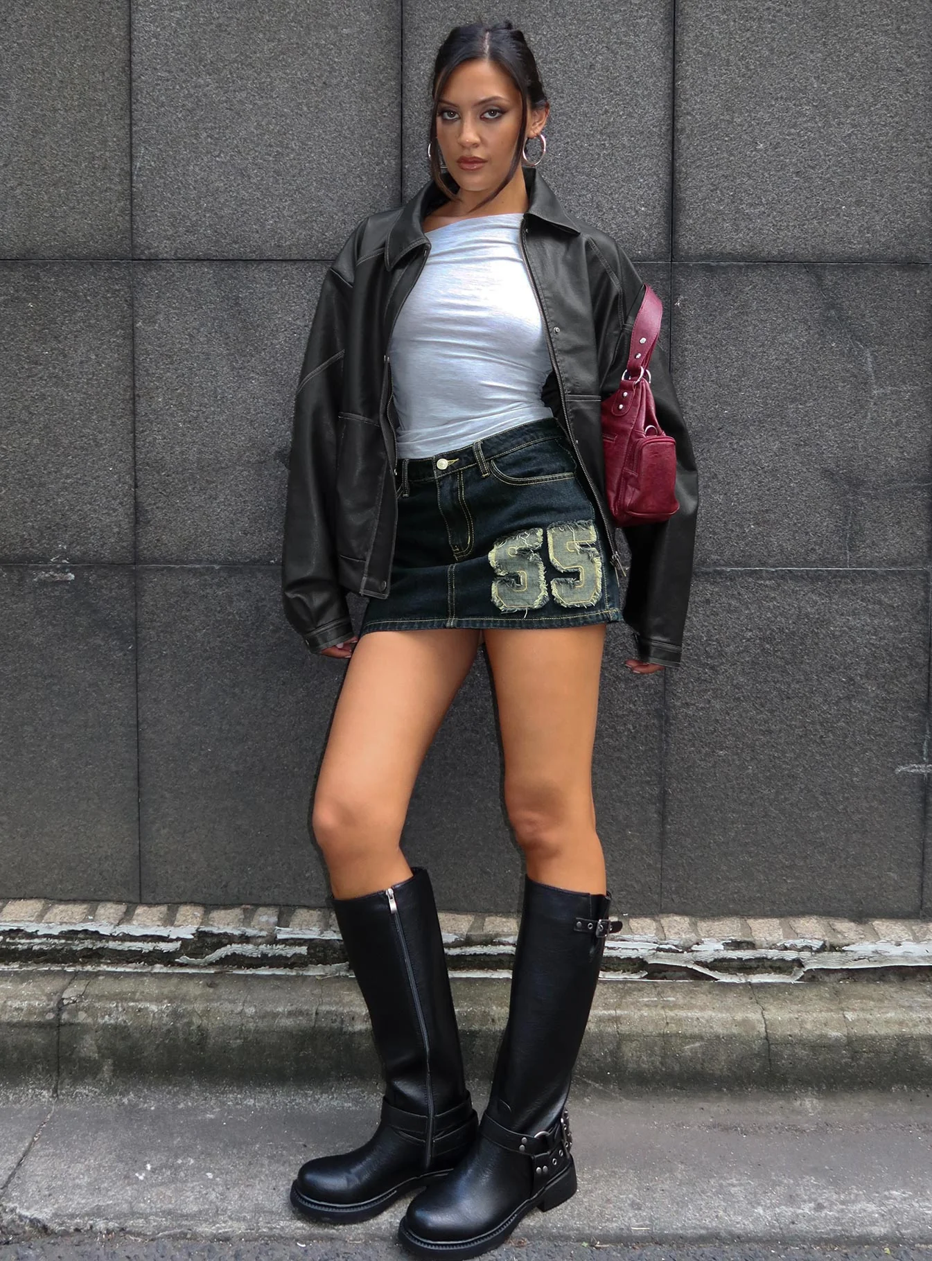 Standout Patch Detail Denim Skort Blue - Image 8