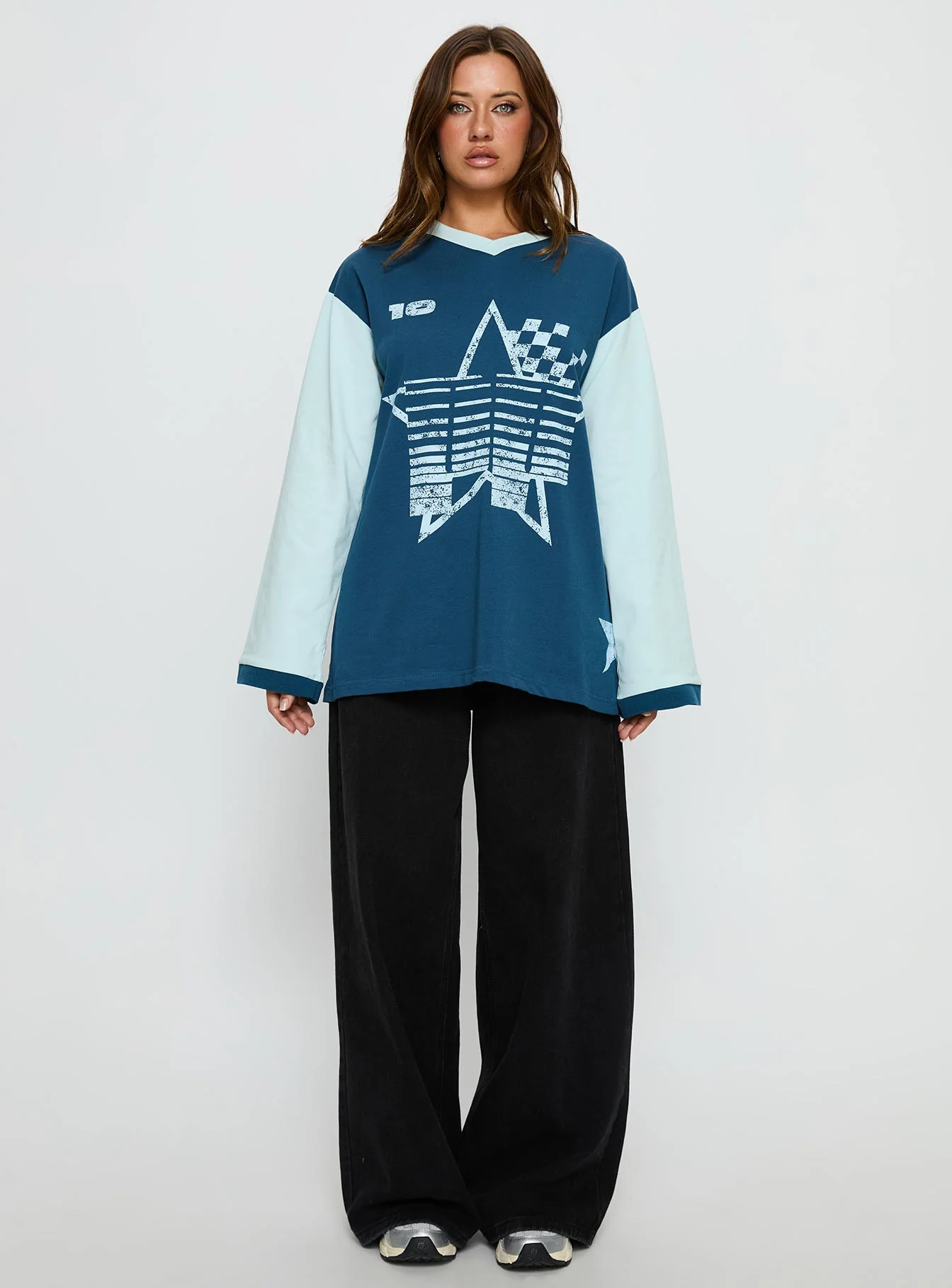 Starletta Long Sleeve Moto Top Blue - Image 7