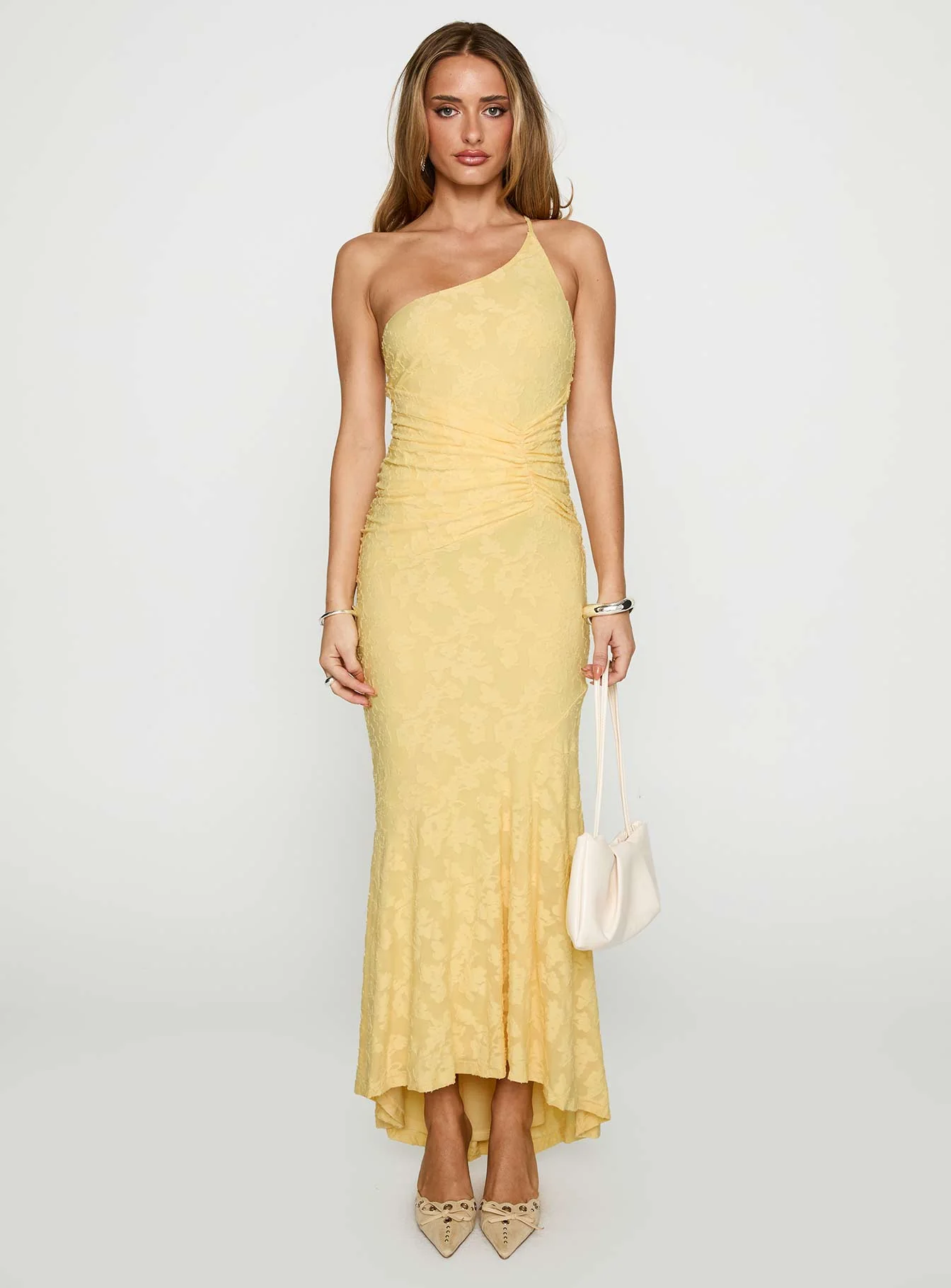 Starlights One Shoulder Maxi Dress Lemon - Image 6