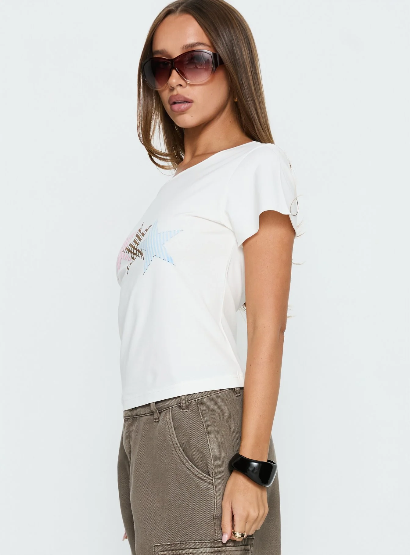 Starry Girl Loose Graphic Top White - Image 5