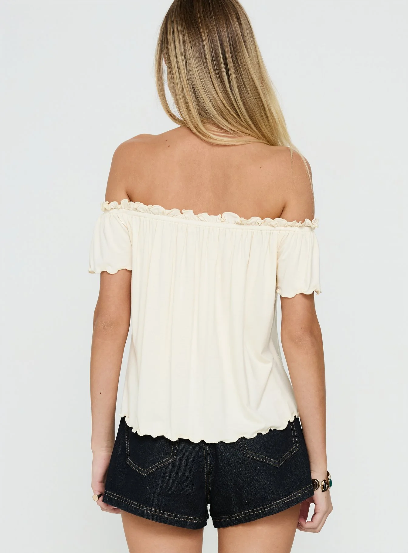 Stars Hollow Babydoll Off Shoulder Top Cream - Image 5
