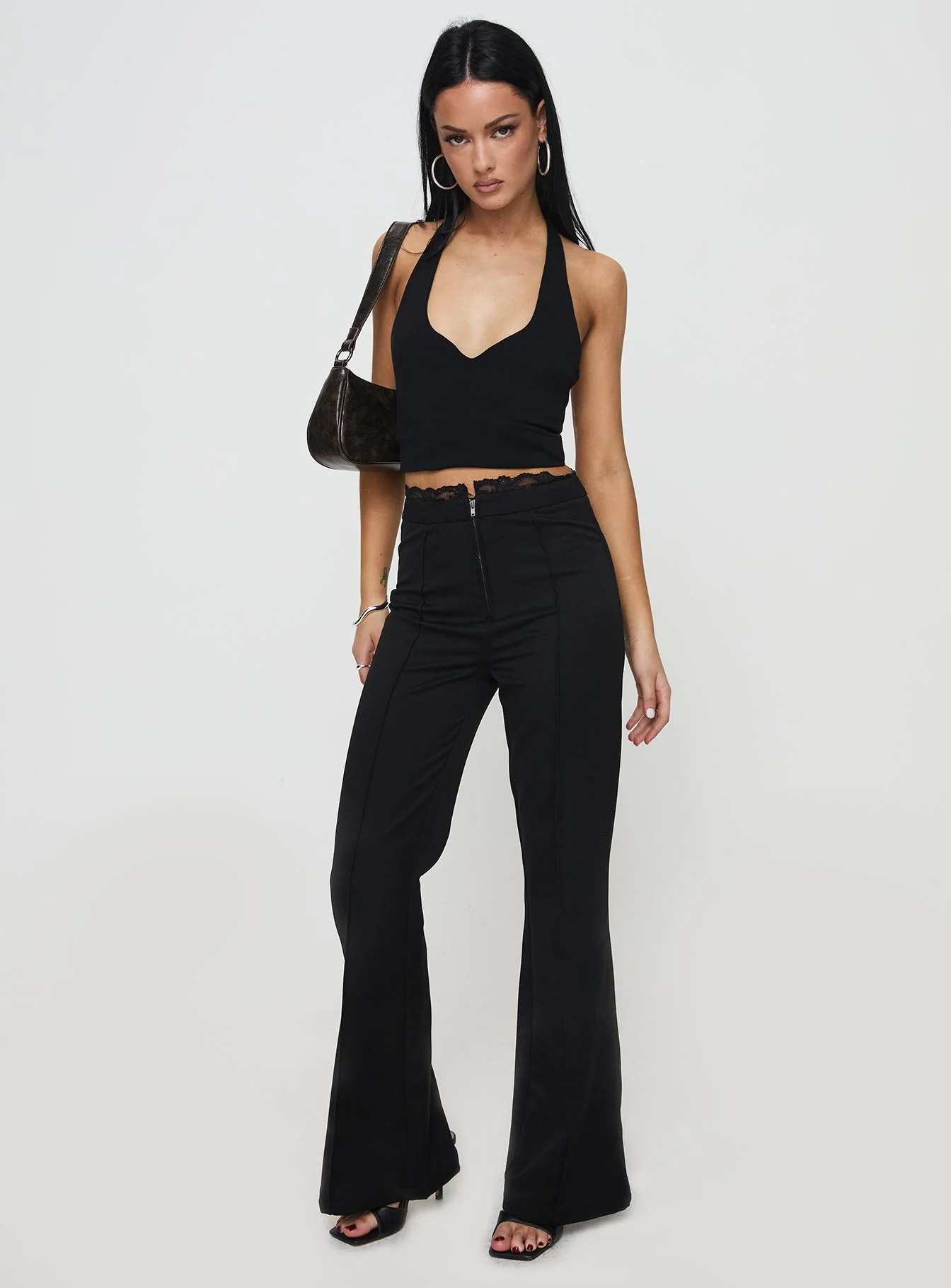 Stellina Slim Fit Flared Pants Black - Image 2