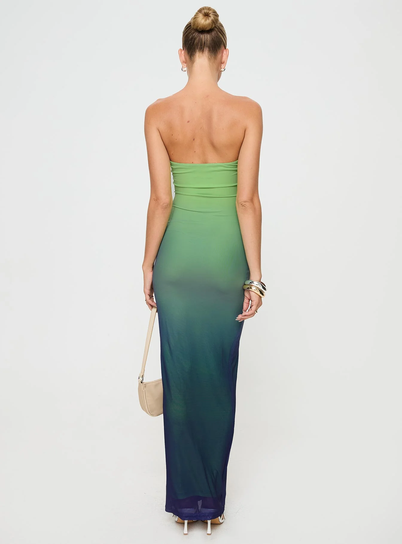 Stolen Love Strapless Maxi Dress Blue / Green Ombre - Image 5