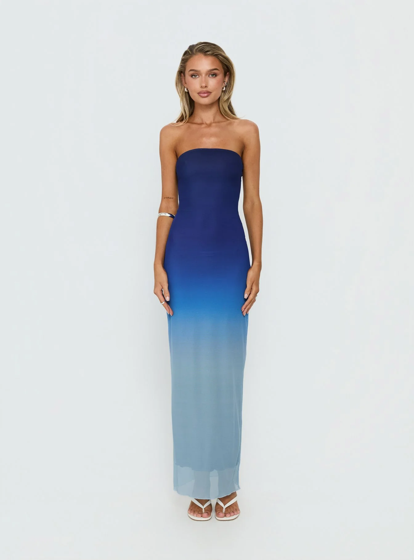 Stolen Love Strapless Maxi Dress Blue Ombre - Image 5