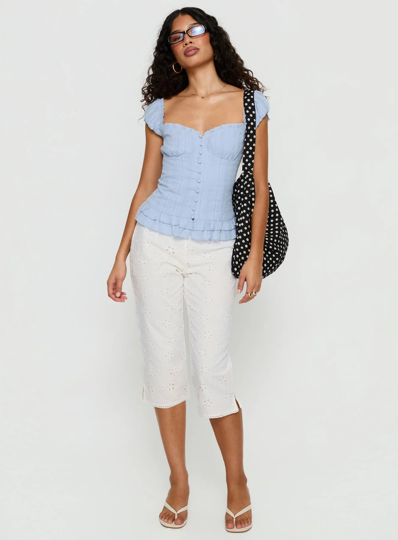Suiter Frill Detail Top Soft Blue - Image 3