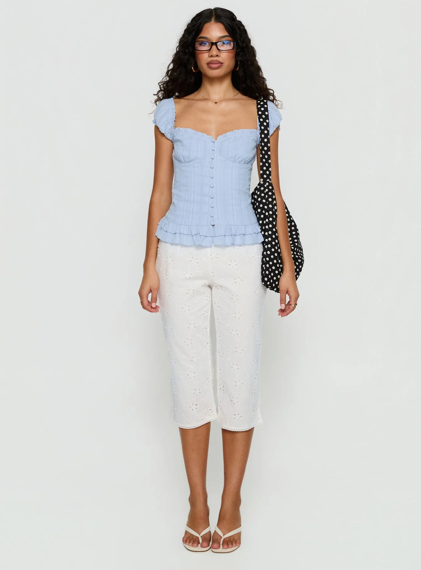 Suiter Frill Detail Top Soft Blue - Image 7