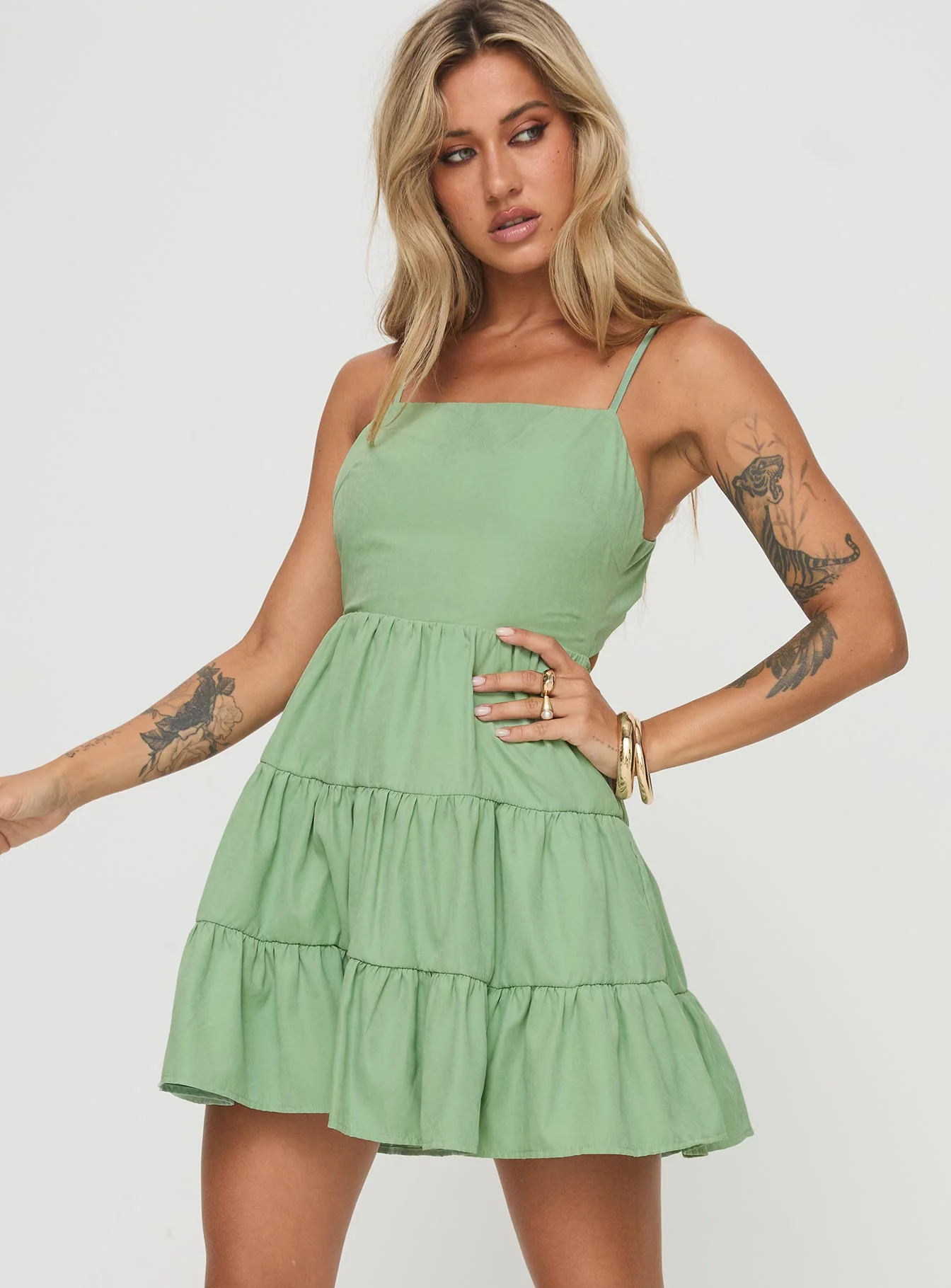 Summer Break Mini Dress Sage - Image 2