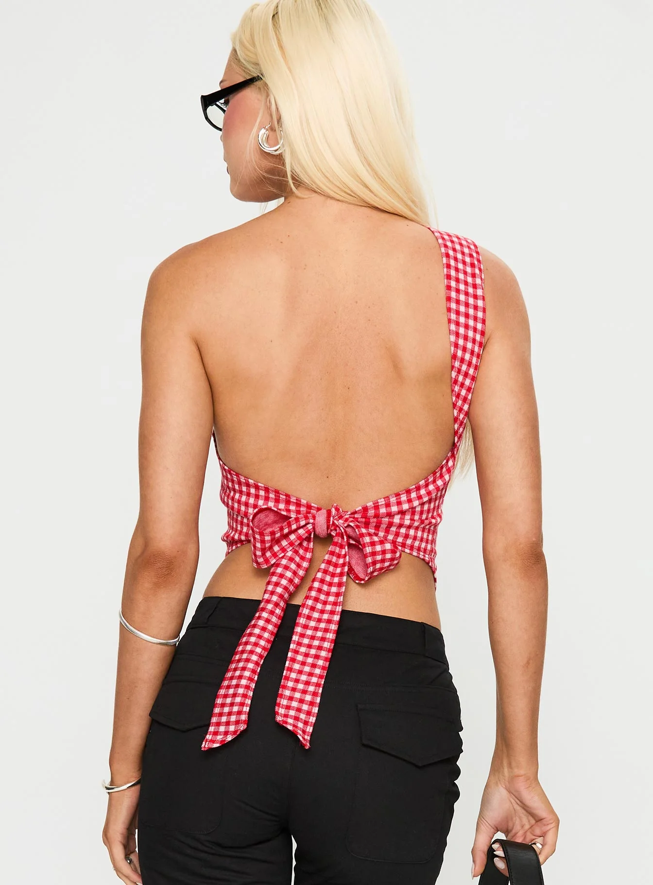 Sunday Sunrise Tie Back Top Red Check - Image 5