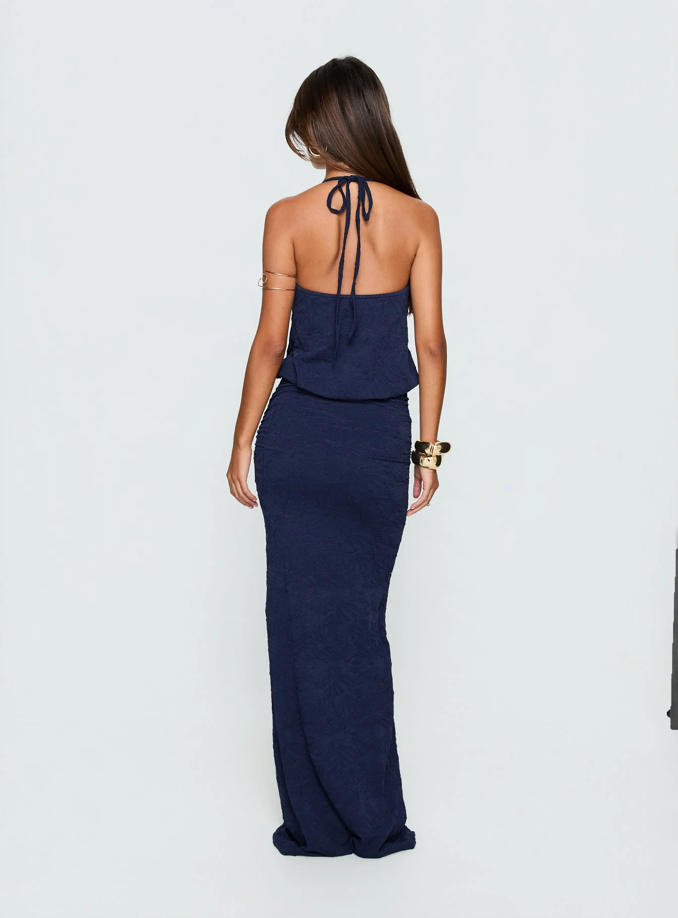 Sungold Halter Maxi Dress Navy - Image 4