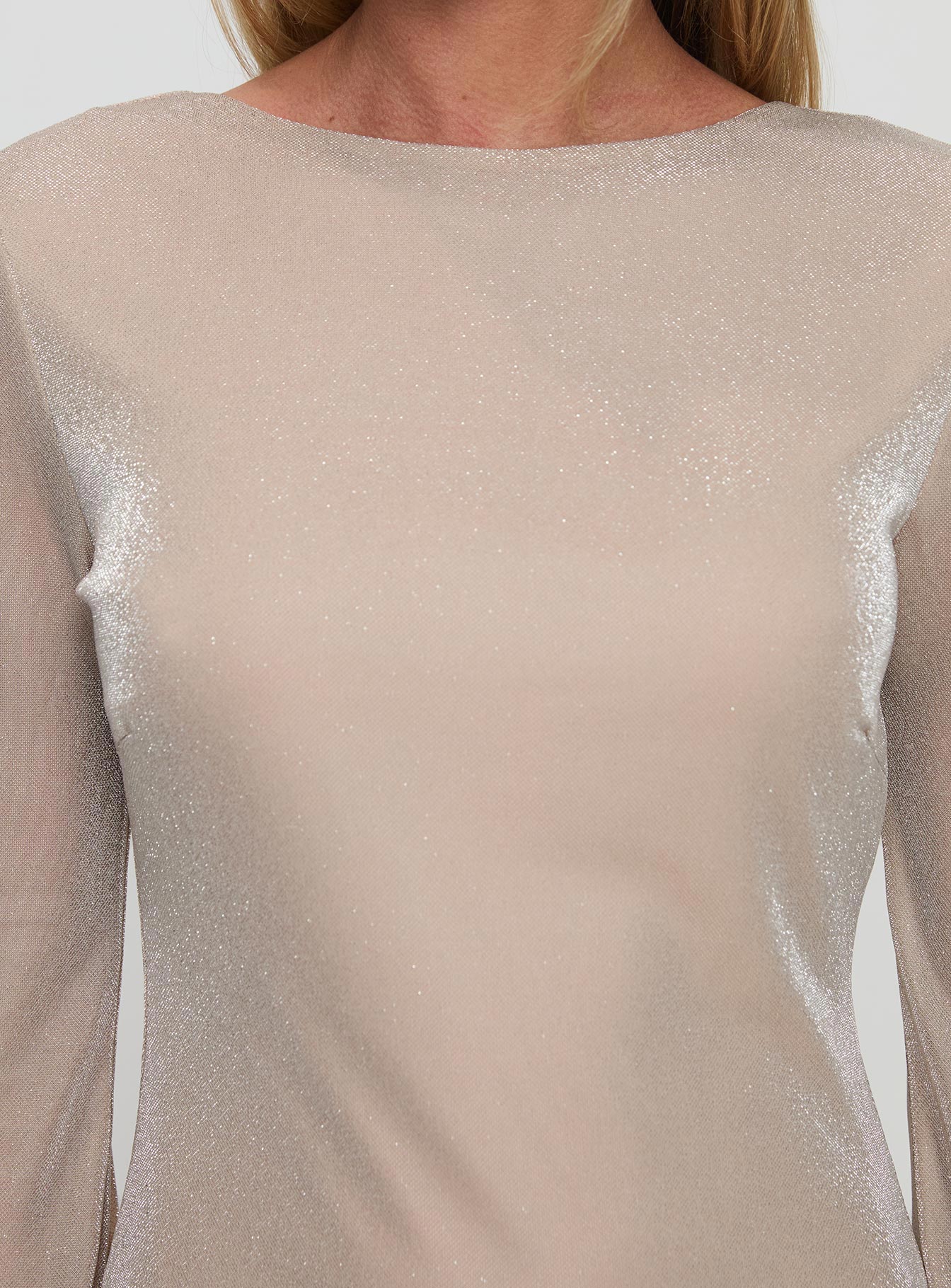 Supanova Long Sleeve Mini Dress Champagne - Image 6