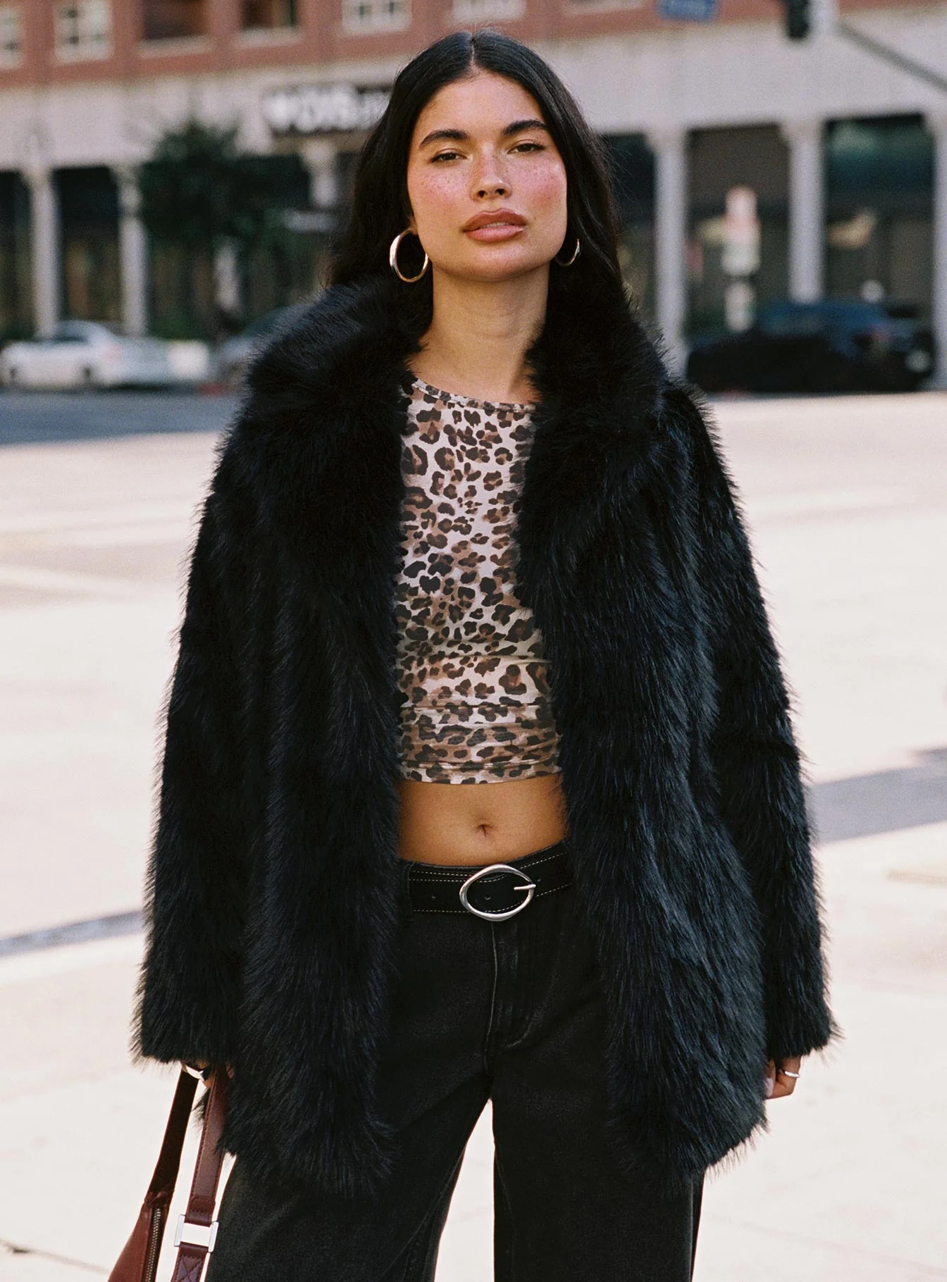 Super Trouper Faux Fur Jacket Black - Image 3