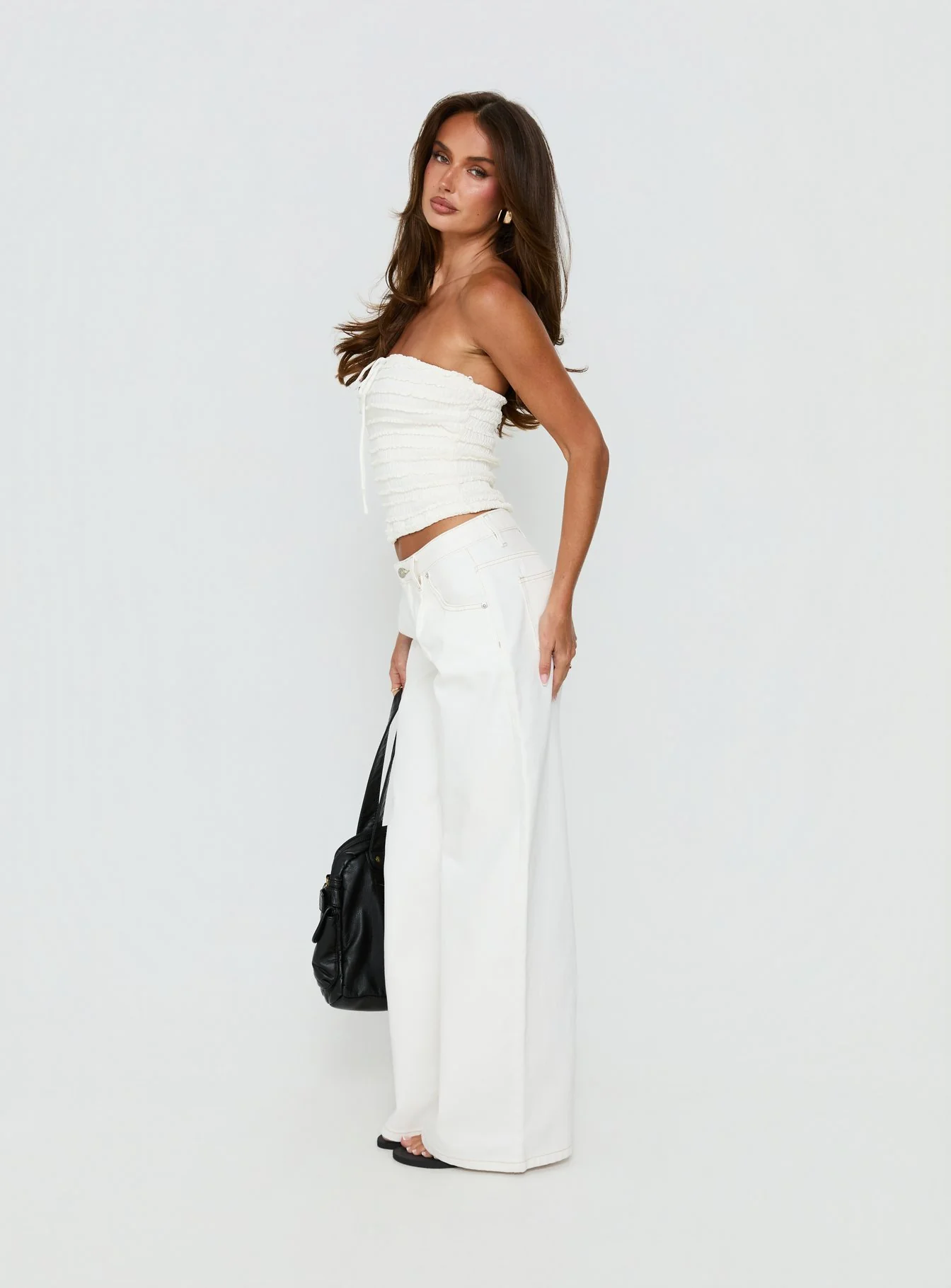 Supercut Low Rise Baggy Pleat Jeans Cream - Image 4