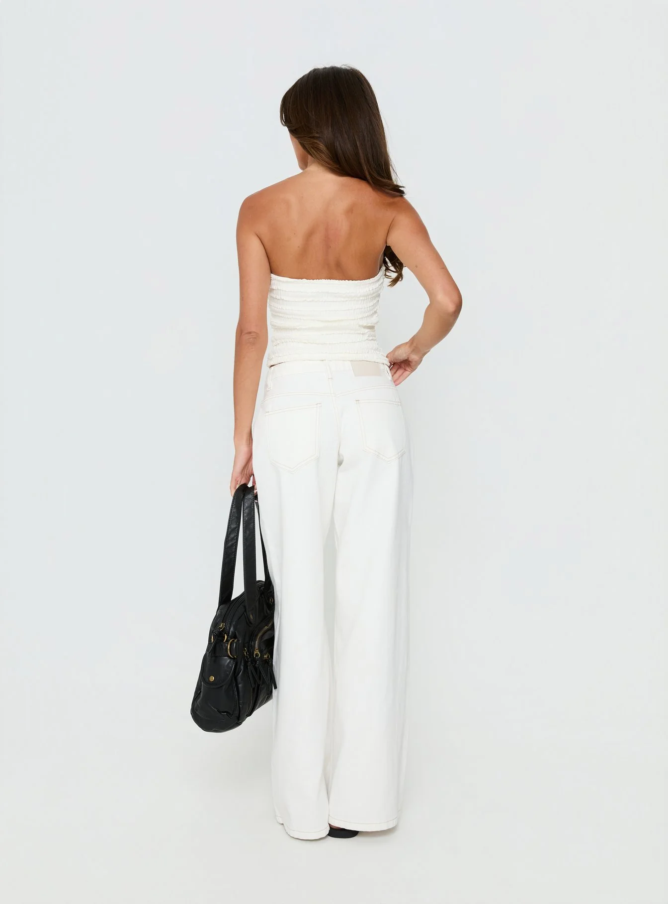 Supercut Low Rise Baggy Pleat Jeans Cream - Image 5