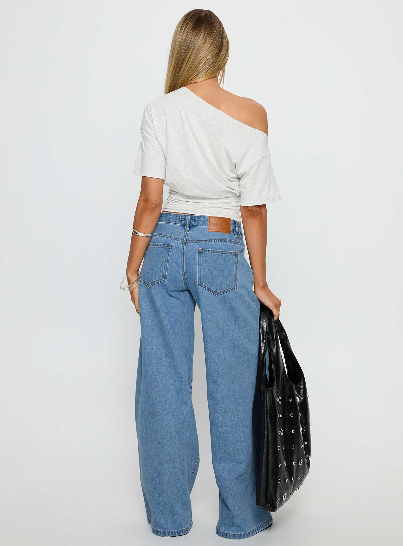 Supercut Low Rise Baggy Pleat Jeans Light Blue Wash - Image 5