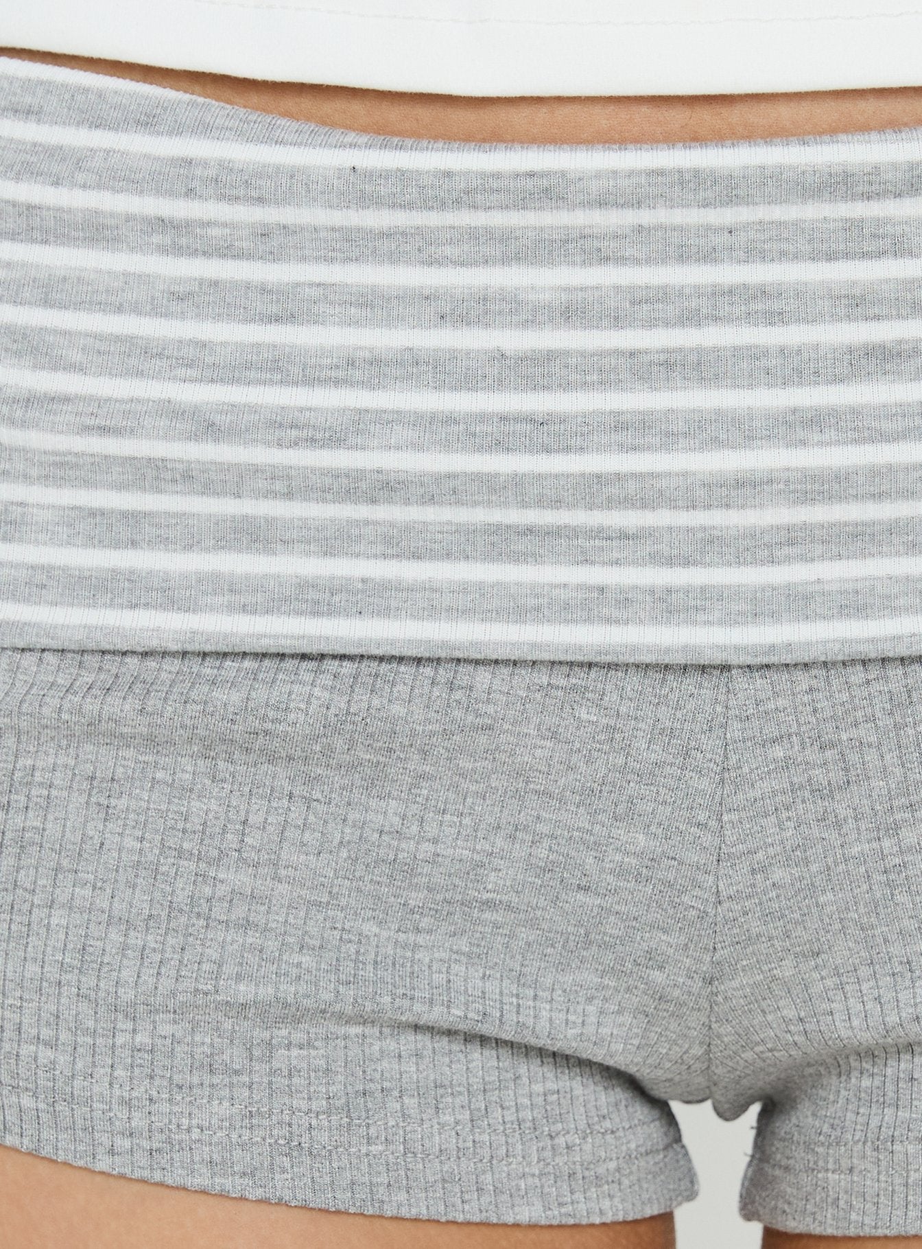 Susana Foldover Micro Shorts Grey Stripe - Image 5