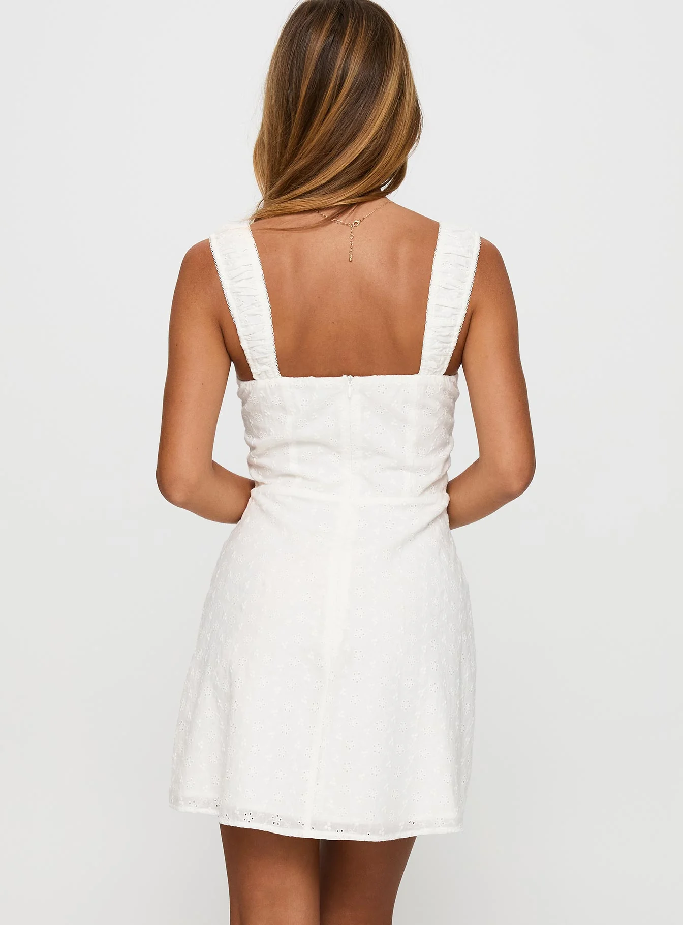 Sweet Secrets Broderie Mini Dress White - Image 5