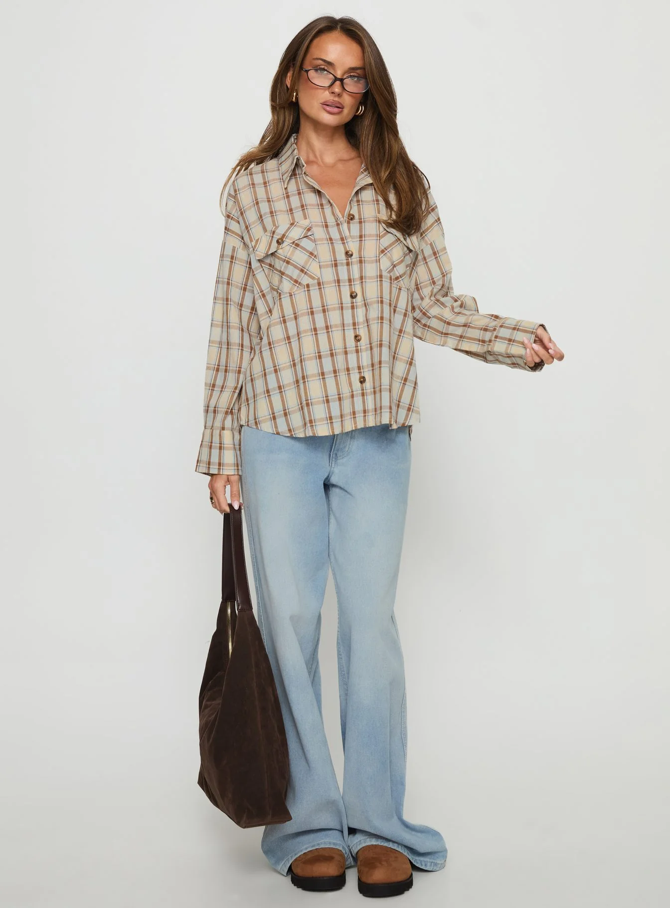 Sweet Summer Flannel Top Blue Check - Image 3