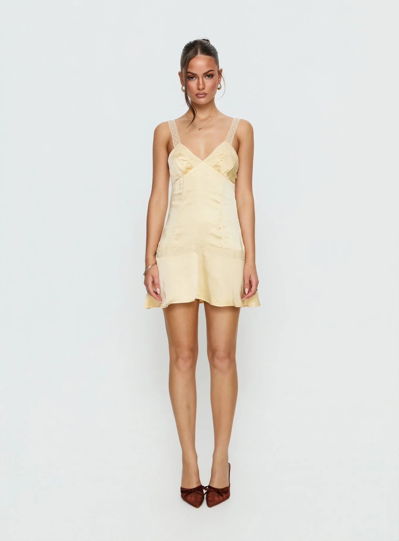 Sybelle Lace Drop Waist Mini Dress Yellow - Image 6