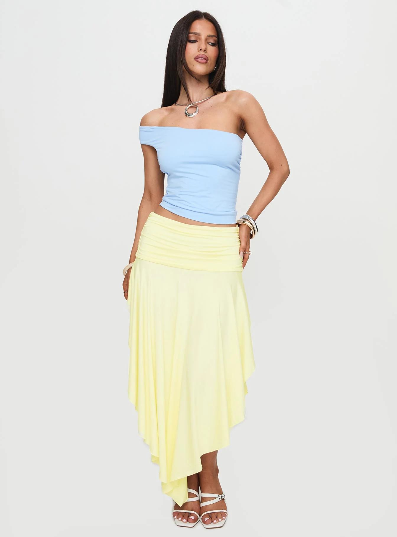 Symphonia Asymmetrical Midi Skirt Butter Yellow - Image 3
