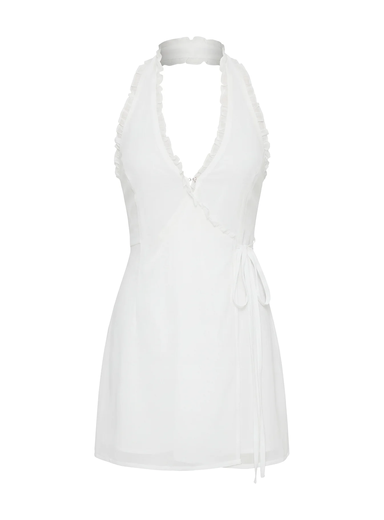 Taija Wrap Mini Dress White - Image 9