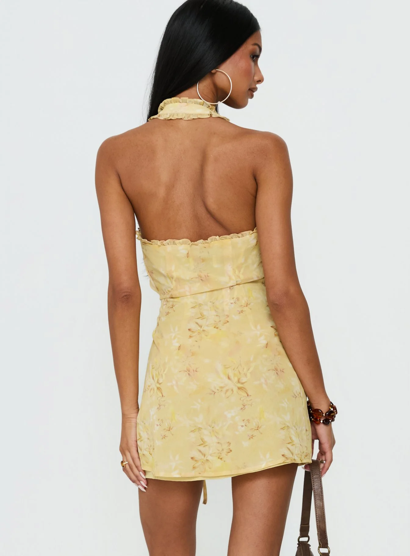Taija Wrap Mini Dress Yellow Floral - Image 5