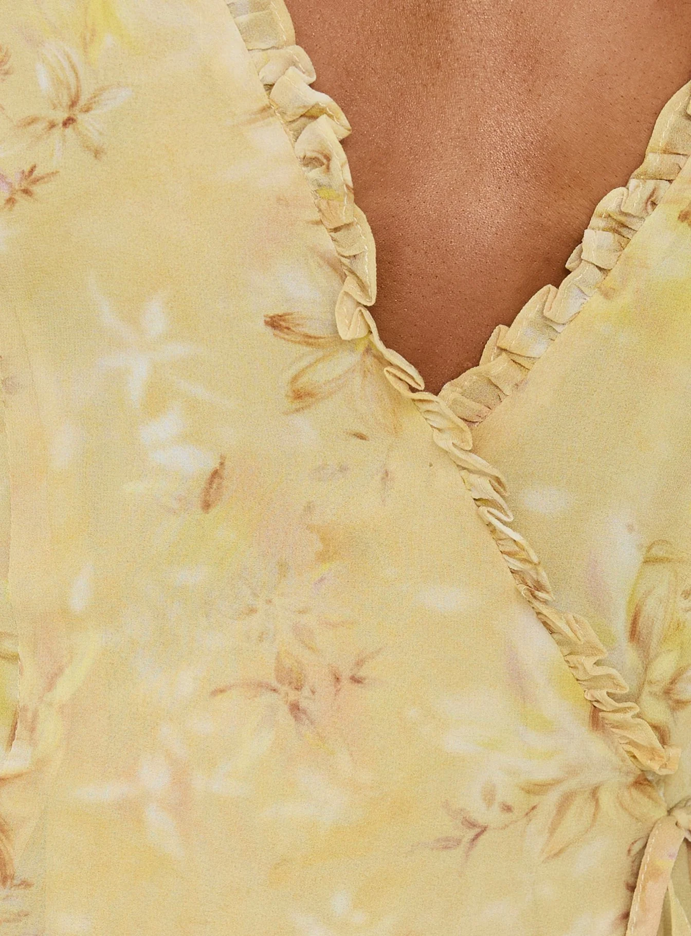 Taija Wrap Mini Dress Yellow Floral - Image 6