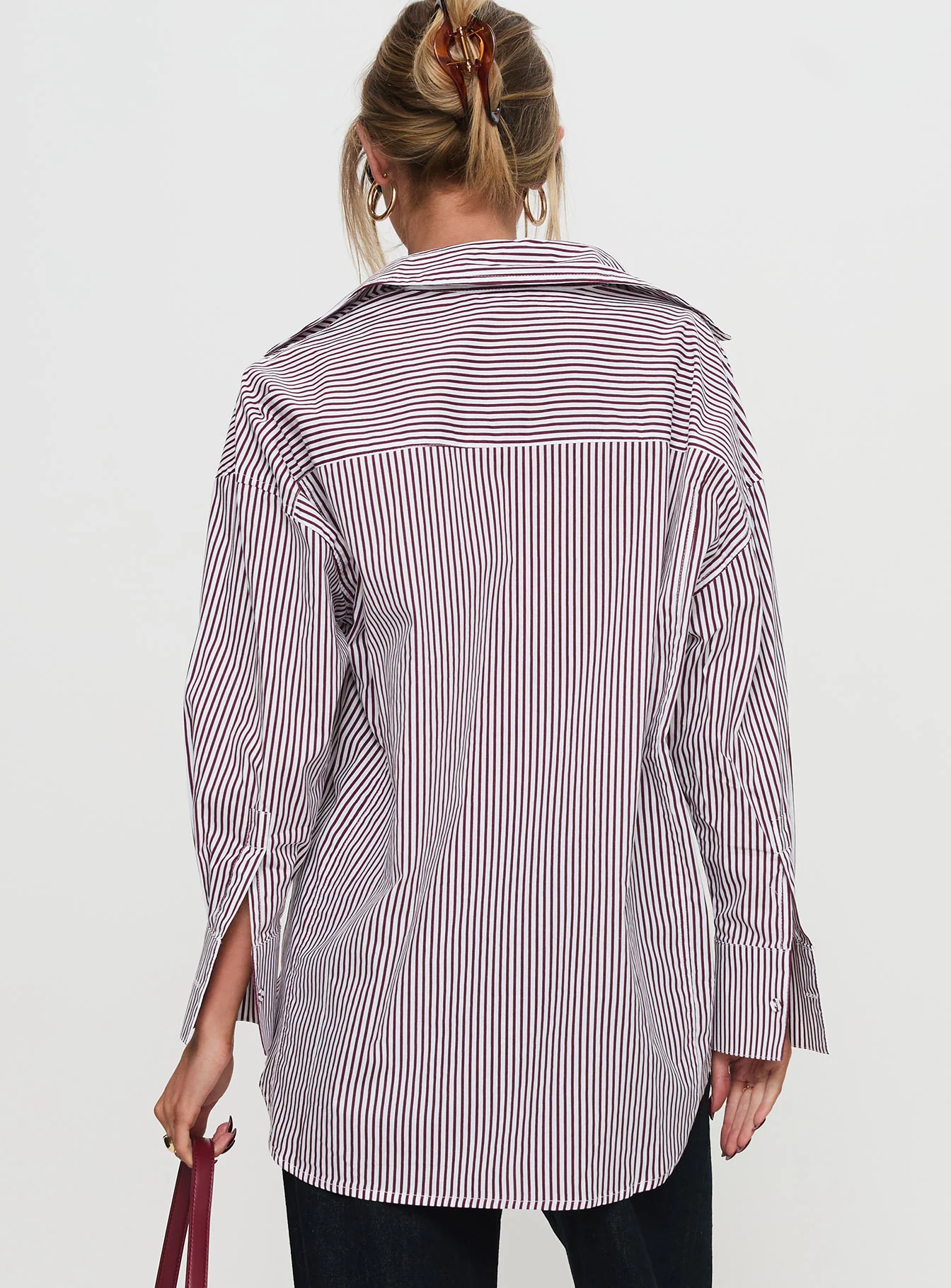 Takes You Far Shirt Burgundy Stripe - Image 5