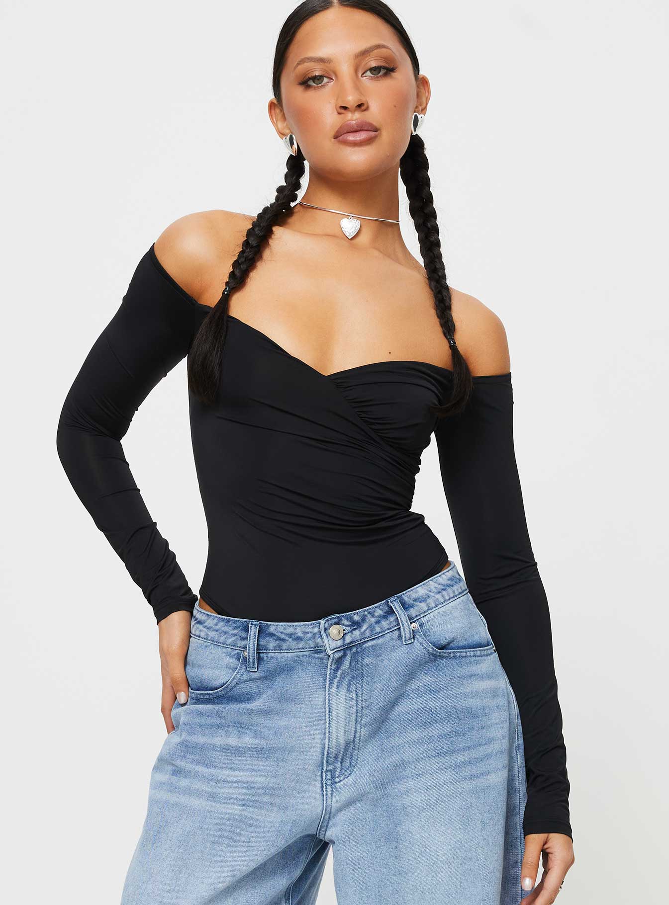 Tarine Wrap Bodysuit Black - Image 2