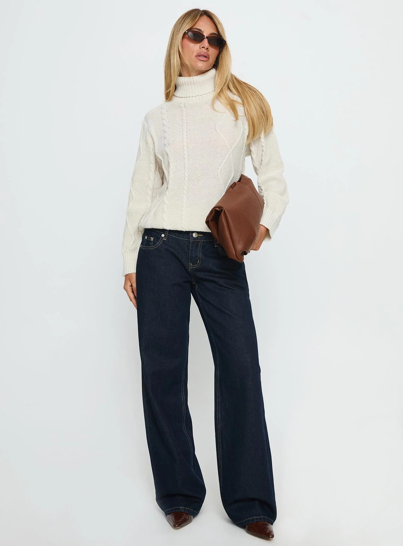 Tarynne Cable Knit Turtle Neck Sweater Beige - Image 10