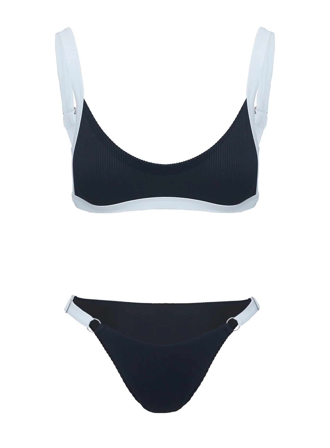 Tavison High Cut Ribbed Bikini Bottoms Black - Image 5