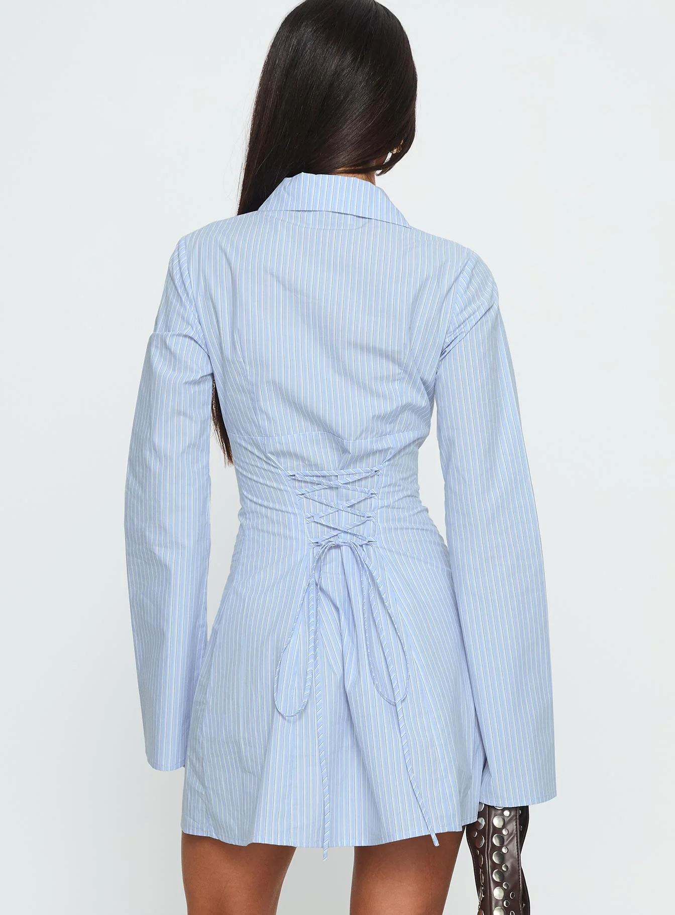 Tawni Long Sleeve Shirt Mini Dress Blue - Image 5