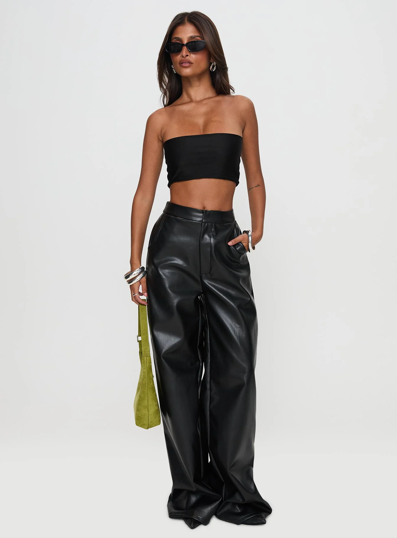 Tempted Faux Leather Pant Black - Image 3