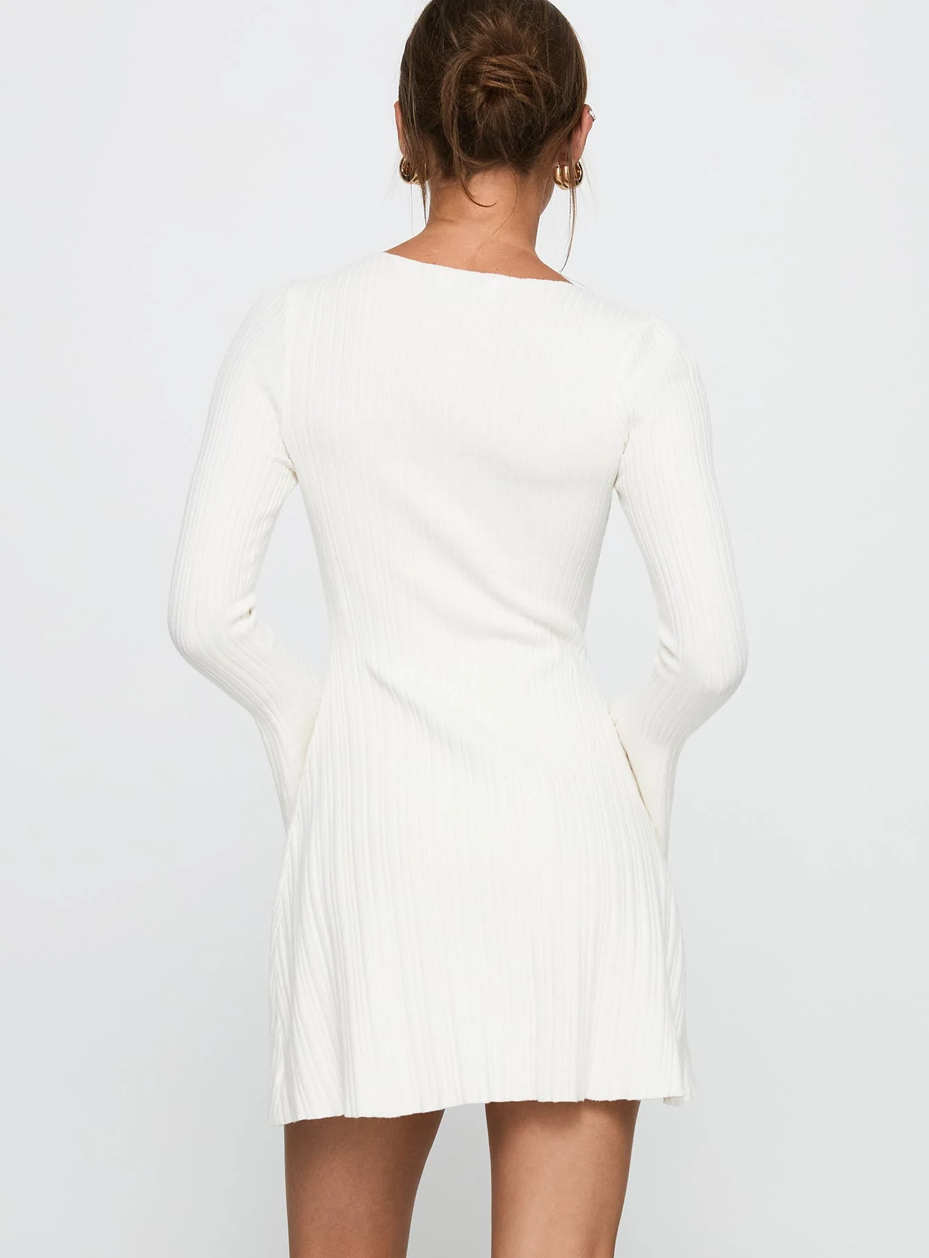 Terraces Long Sleeve Mini Dress White - Image 5