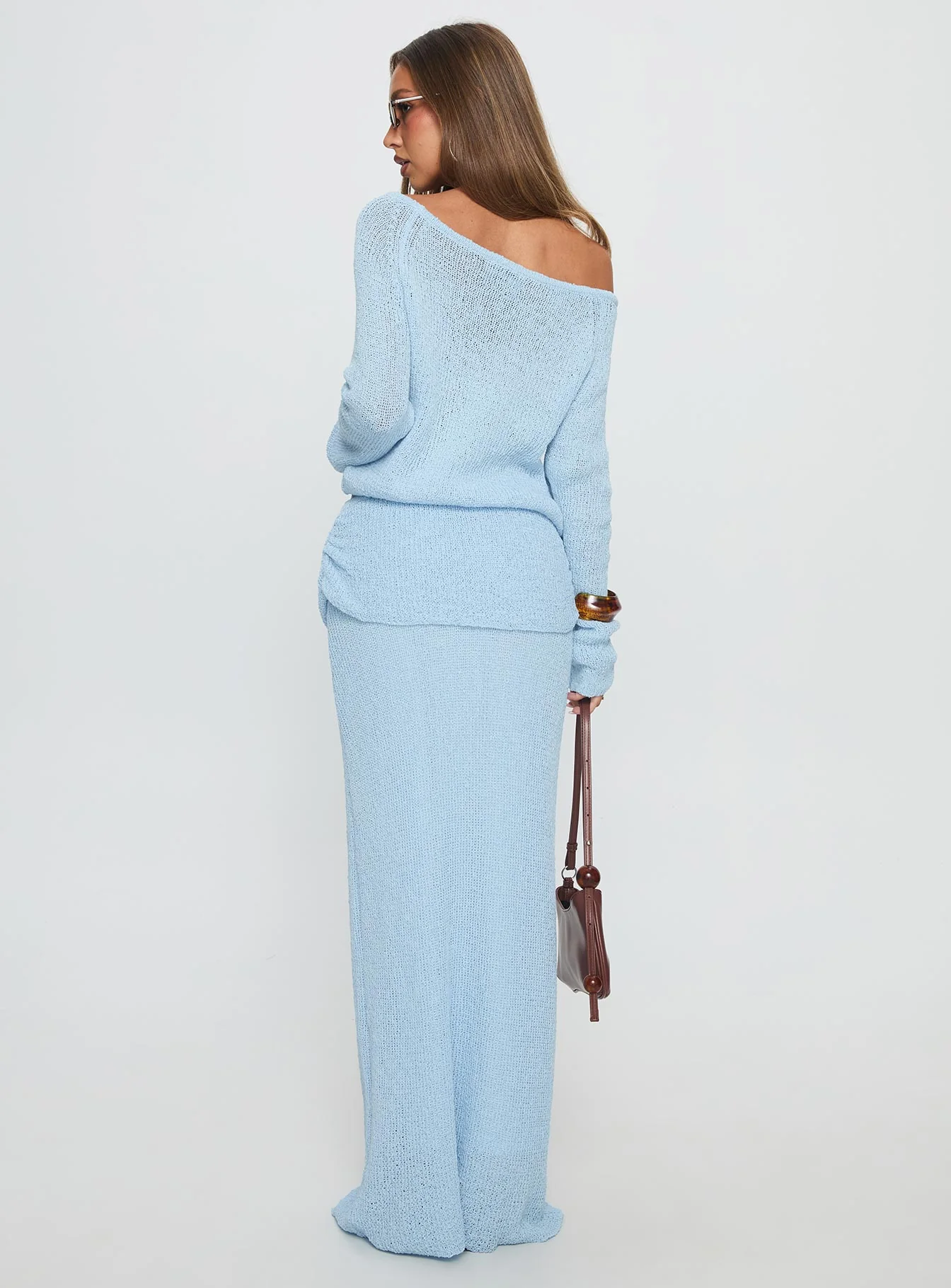 Tessira Boucle Maxi Skirt Blue - Image 5