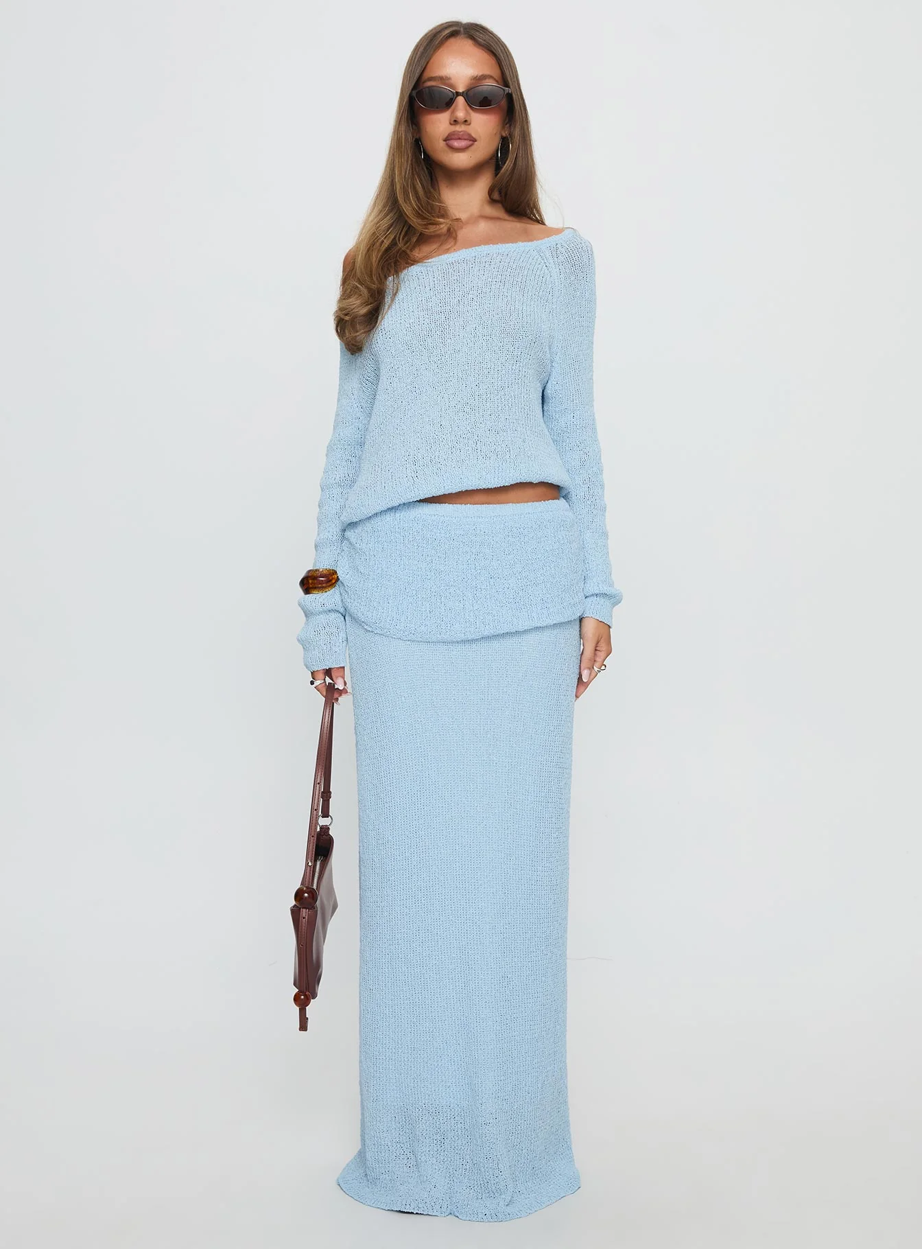 Tessira Boucle Maxi Skirt Blue - Image 7