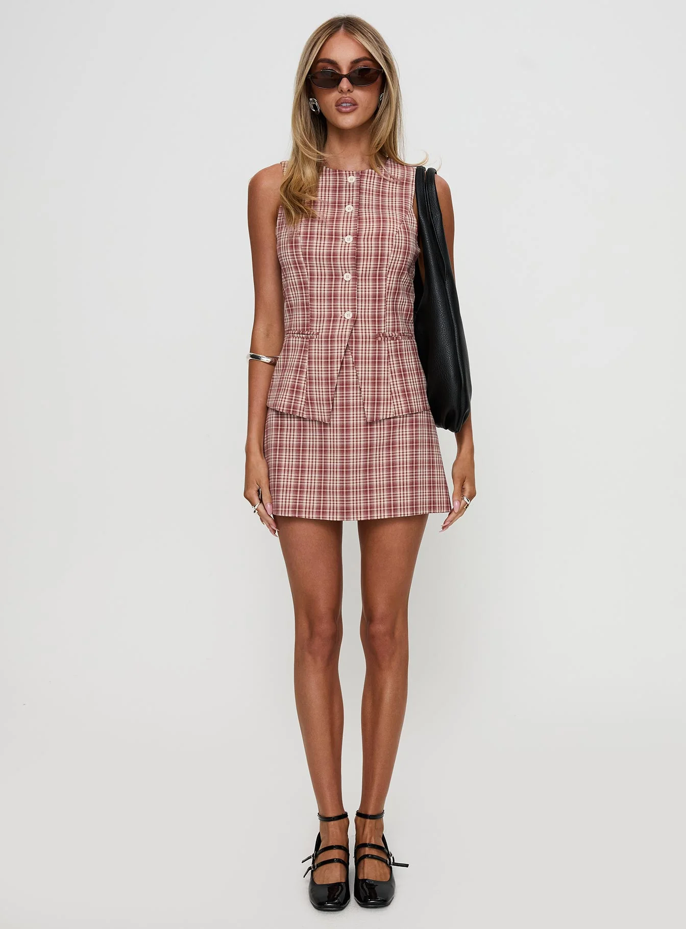 Theodosia Mini Skirt Red Check - Image 7