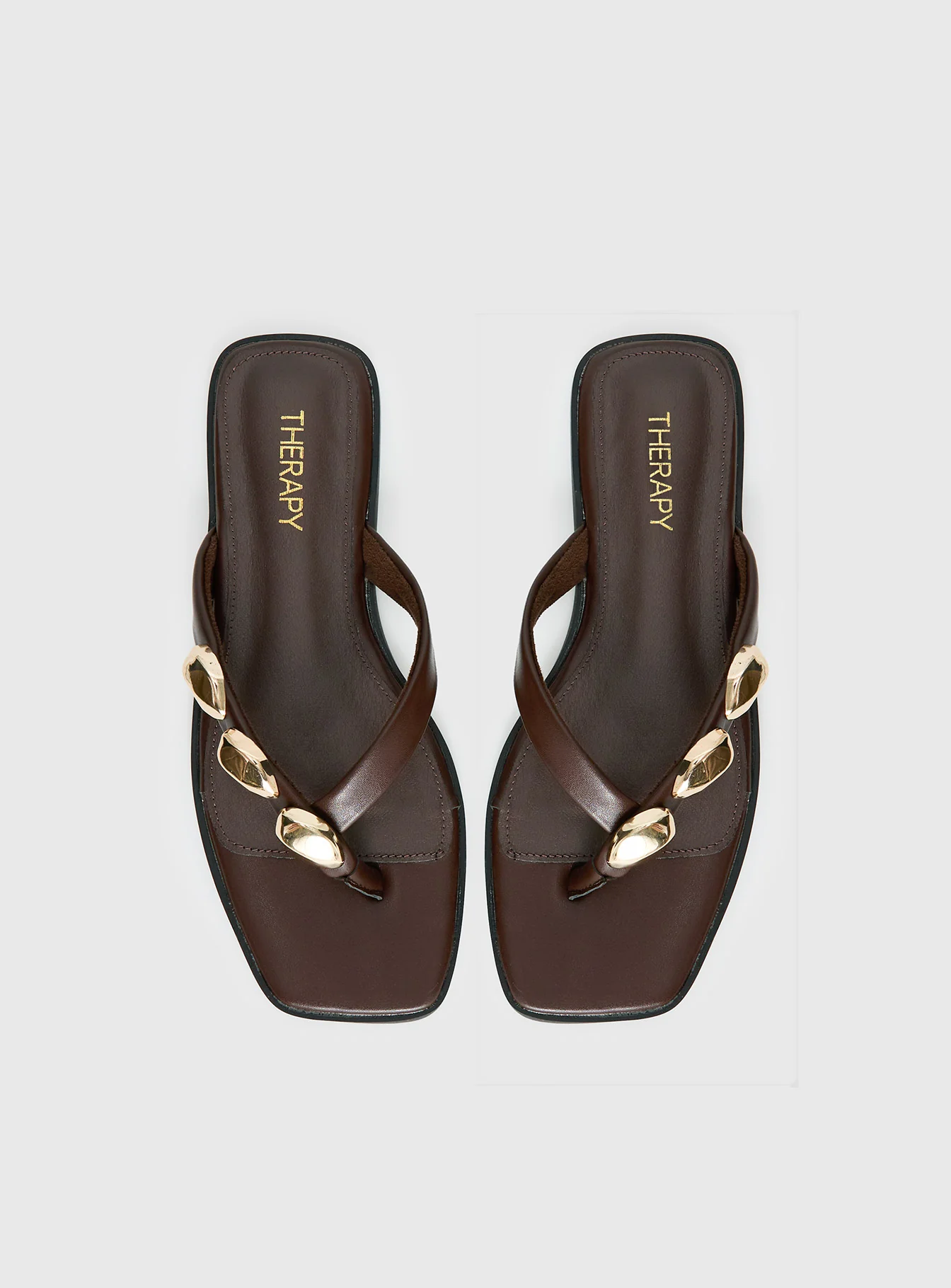 Therapy Guise Hardware Detail Sandals Brown / Gold - Image 5