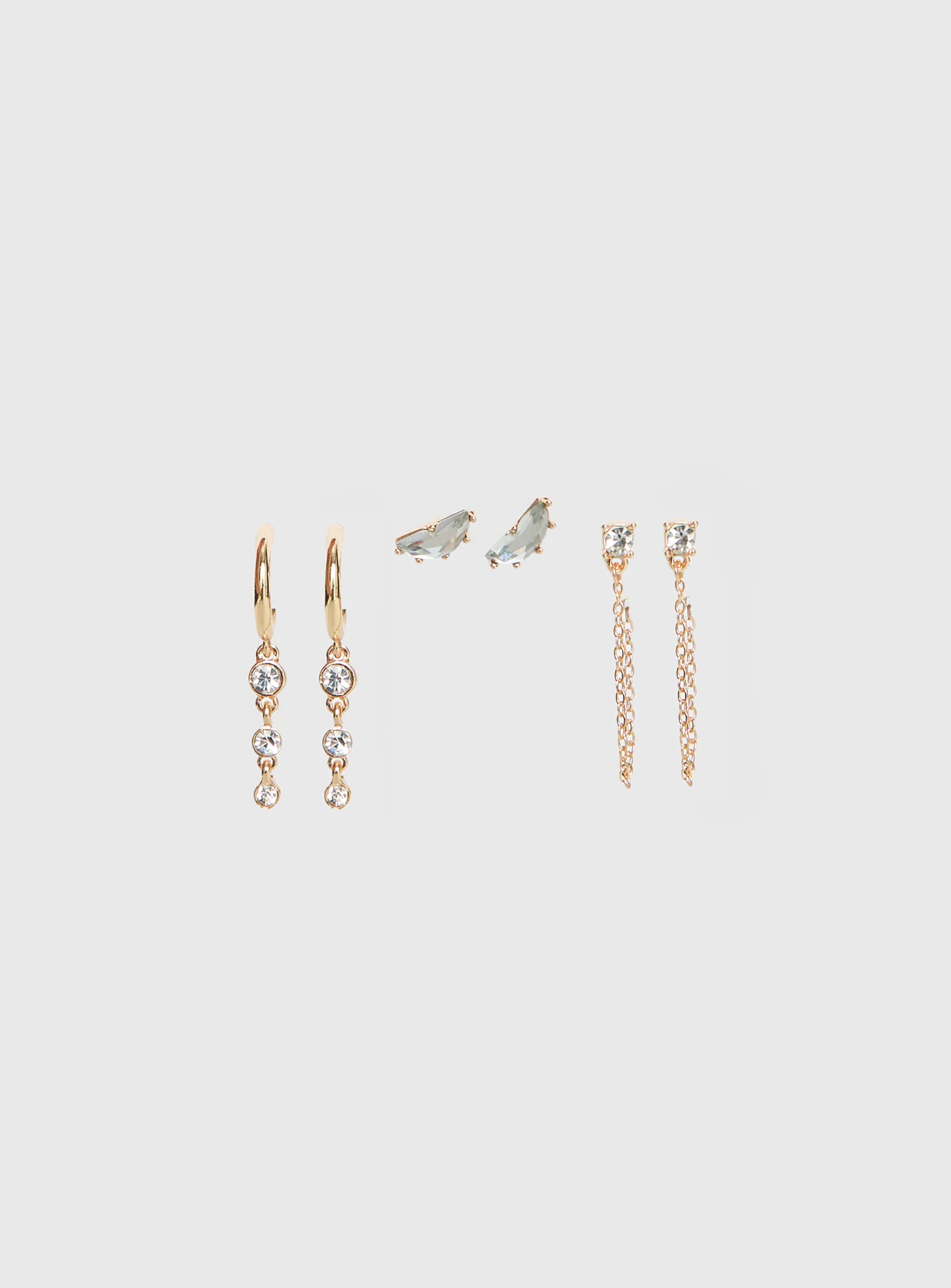 Think Later Diamante Earring Pack Gold - Image 2